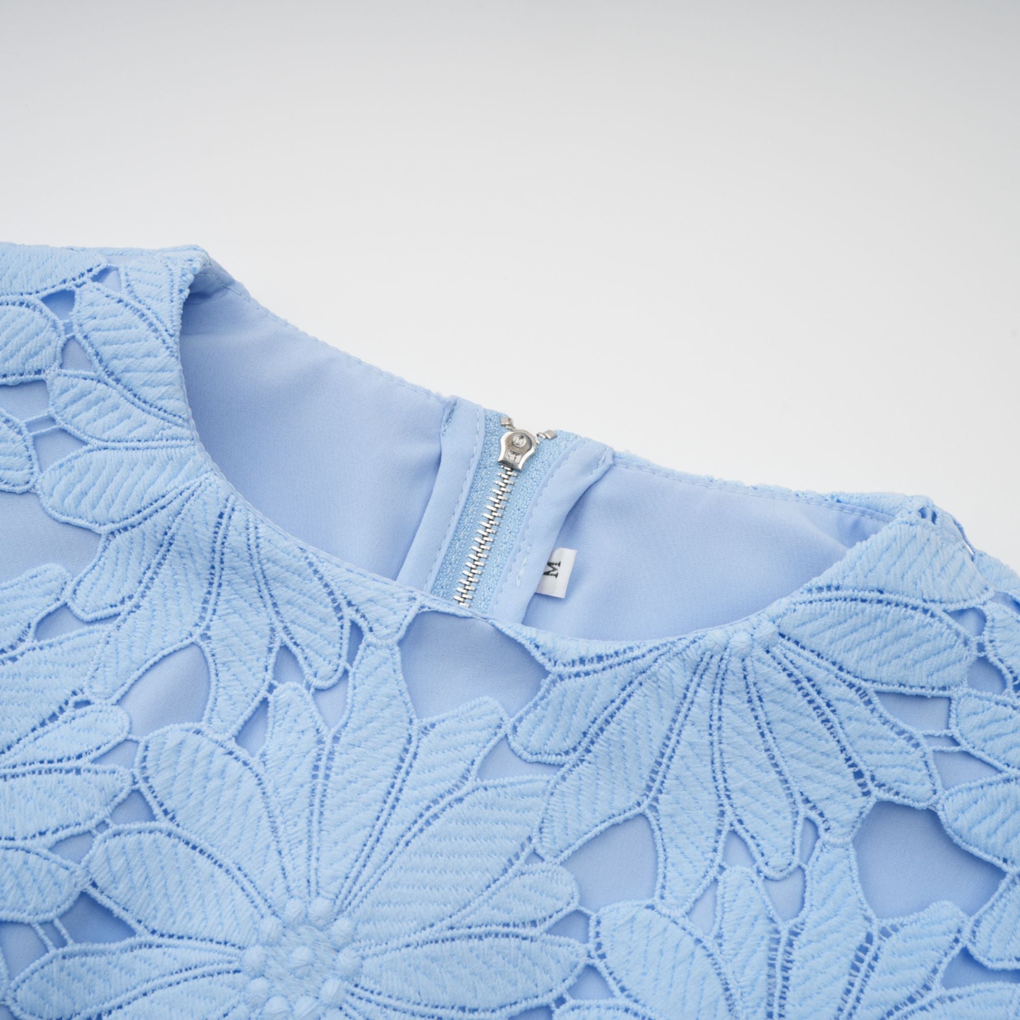 Audrey blue guipure-lace top & skirt matching set (Final Sale-US Only)