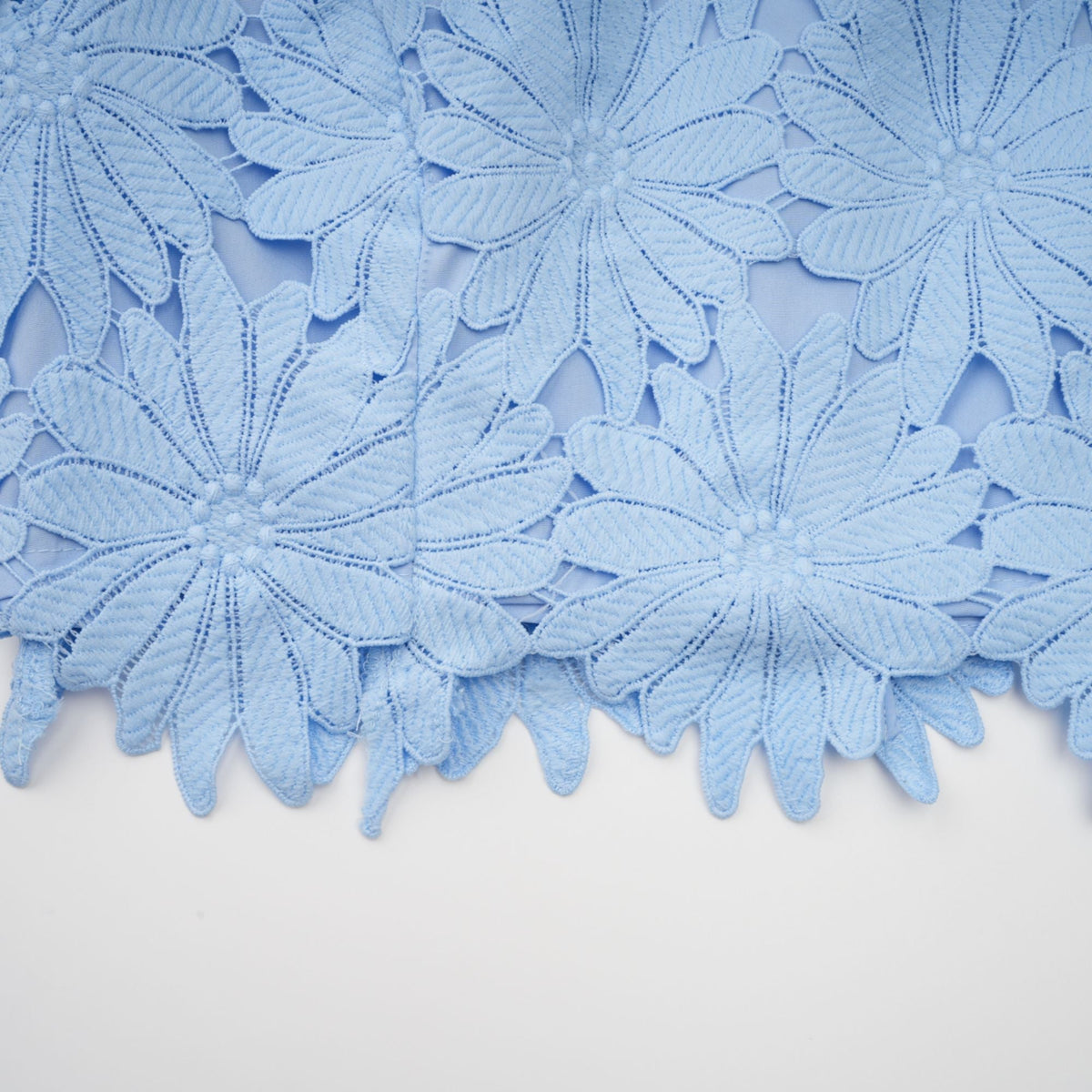 Audrey blue guipure-lace top & skirt matching set