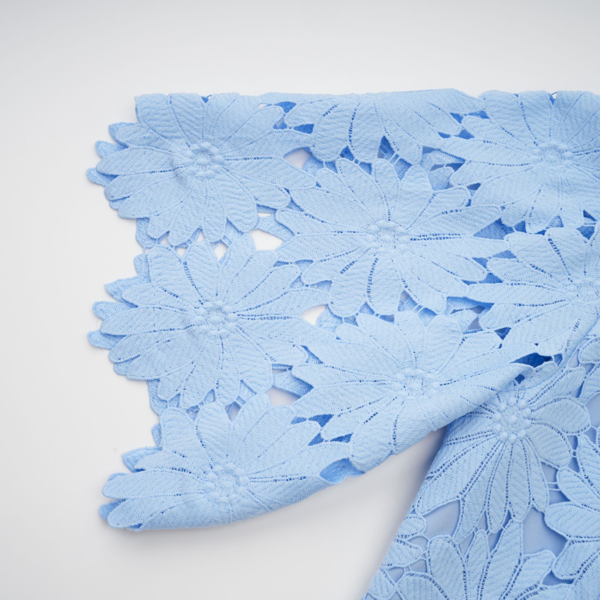 Audrey blue guipure-lace top & skirt matching set (Final Sale-US Only)