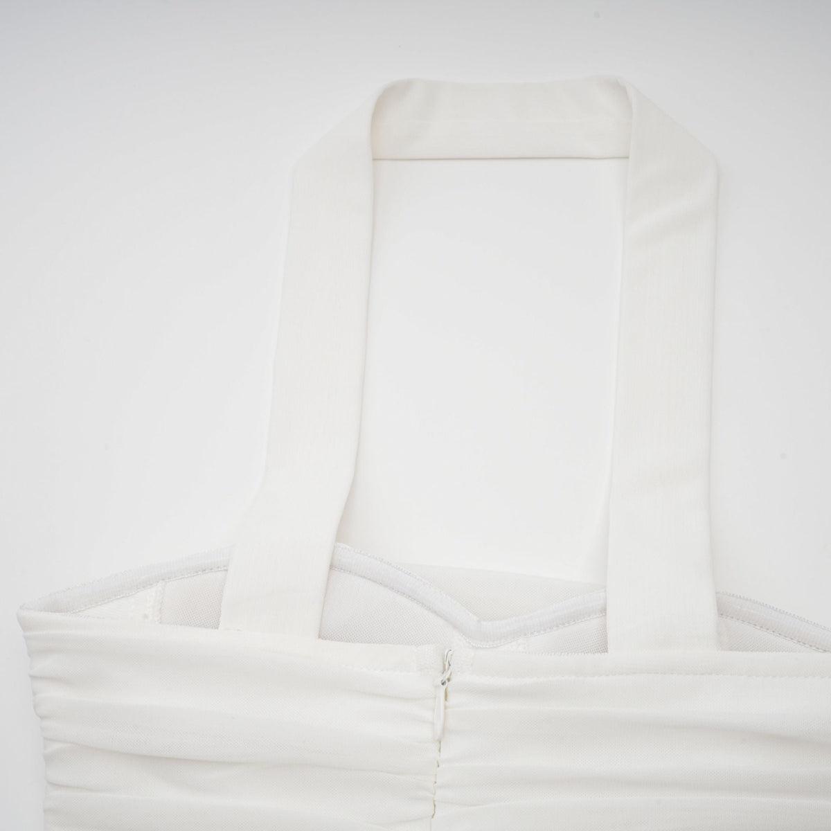 Pádraigín white mesh gathered midi dress