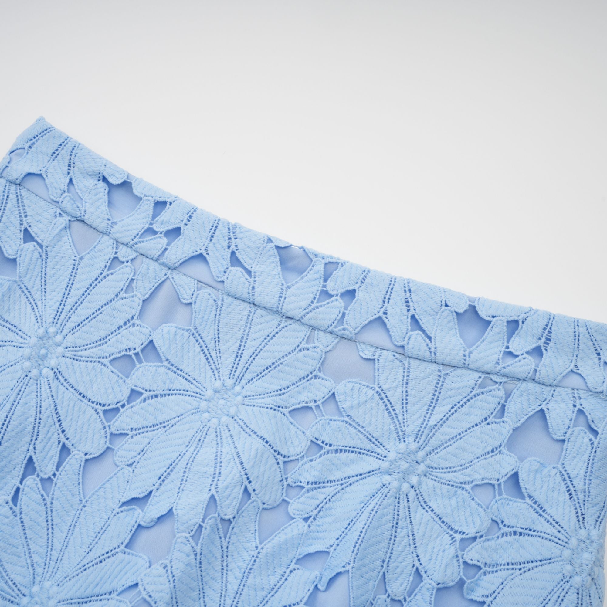 Audrey blue guipure-lace top & skirt matching set (Final Sale-US Only)