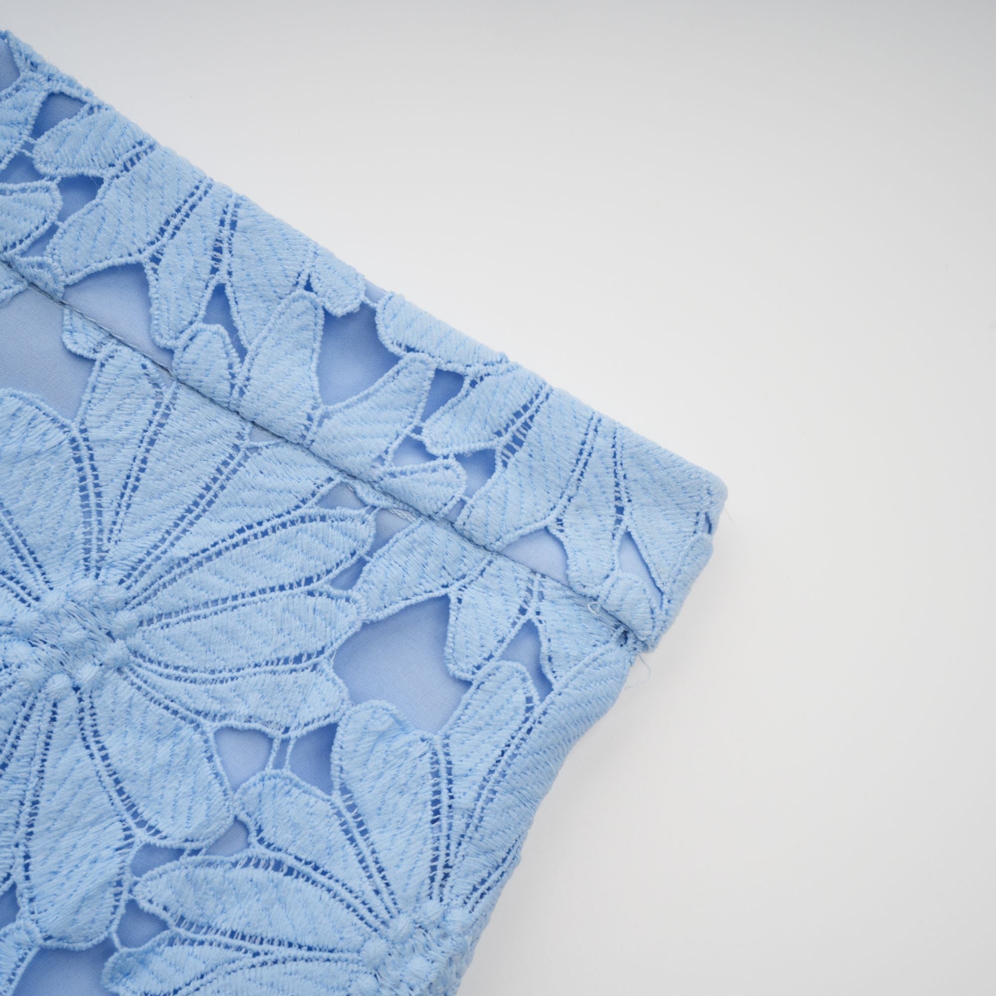 Audrey blue guipure-lace top & skirt matching set (Final Sale-US Only)