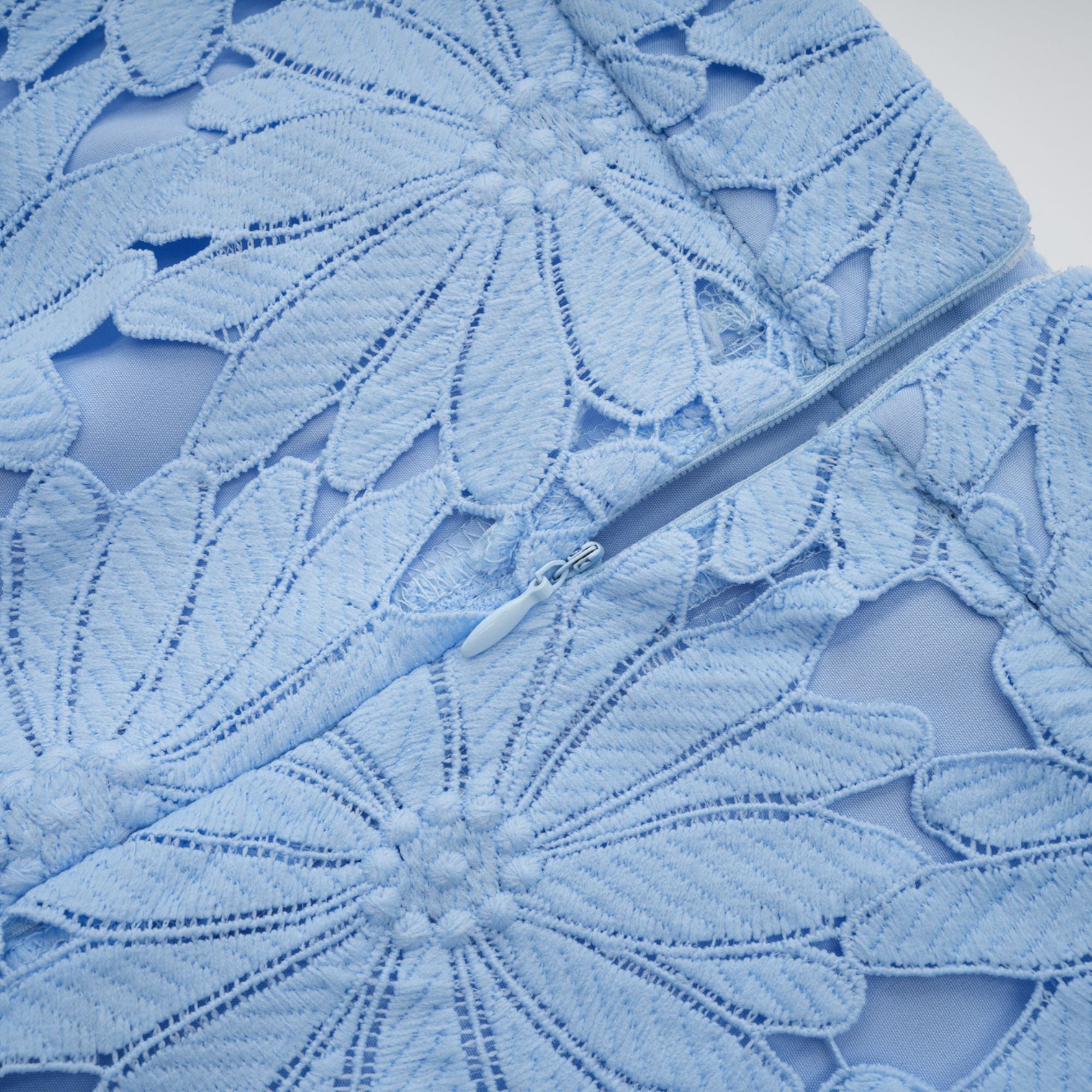 Audrey blue guipure-lace top & skirt matching set (Final Sale-US Only)