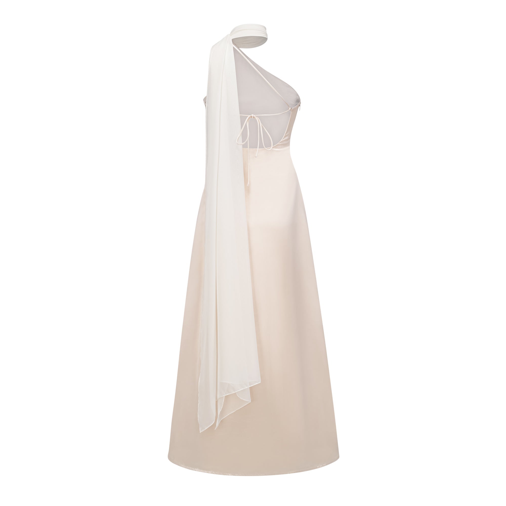 Thérèse neutral scarf-design satin maxi dress (Final Sale-US Only)