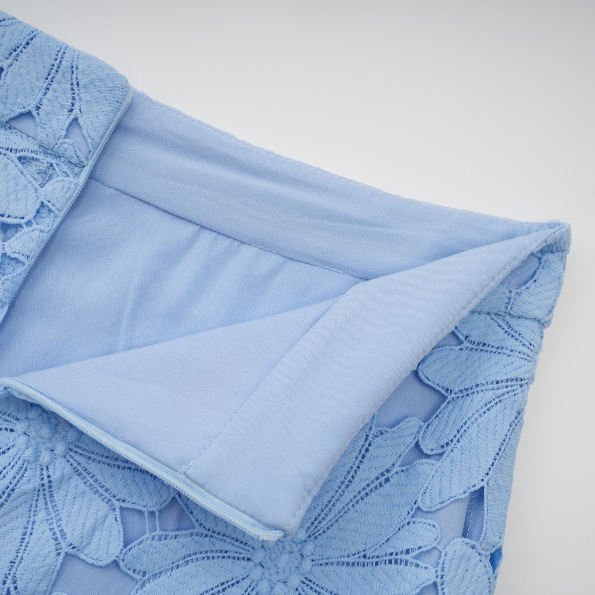 Audrey blue guipure-lace top & skirt matching set (Final Sale-US Only)