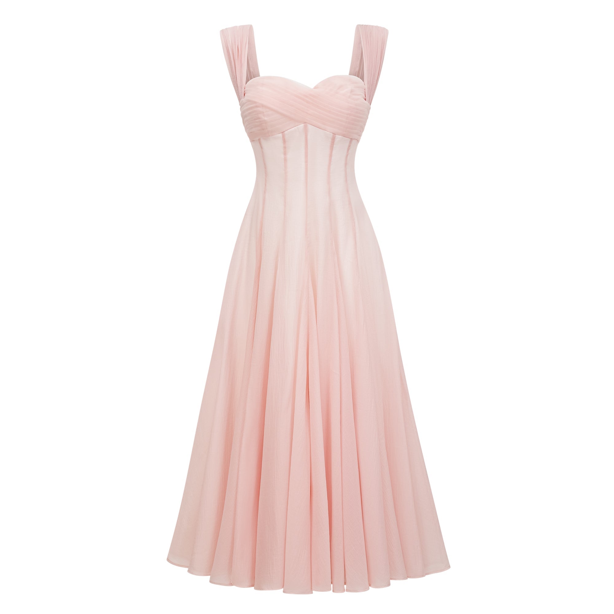 Érasme Pink Flounced Midi Dress (Final Sale-US Only)