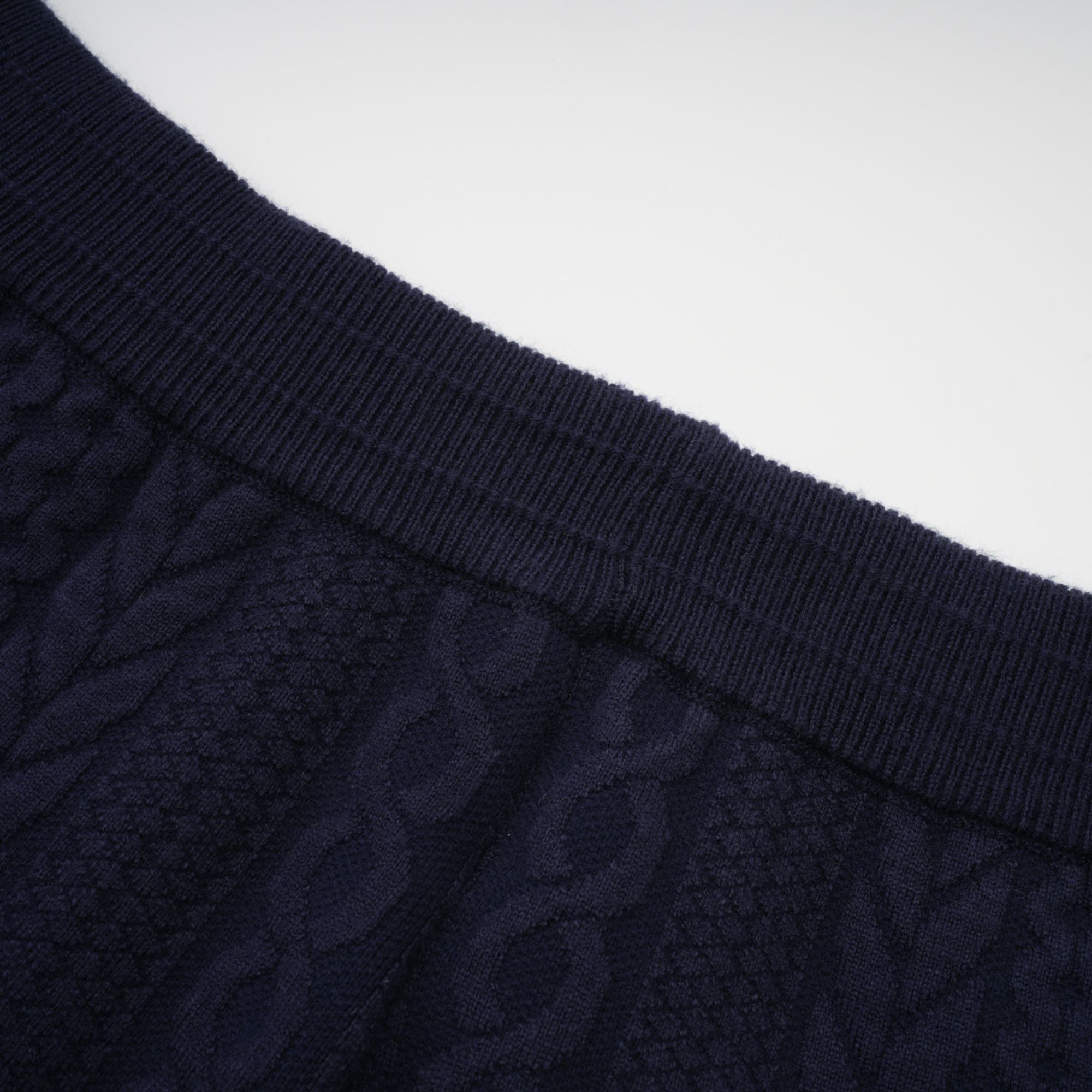 Elvira navy blue crochet-knit cardigan & trousers matching set (Final Sale-US Only)