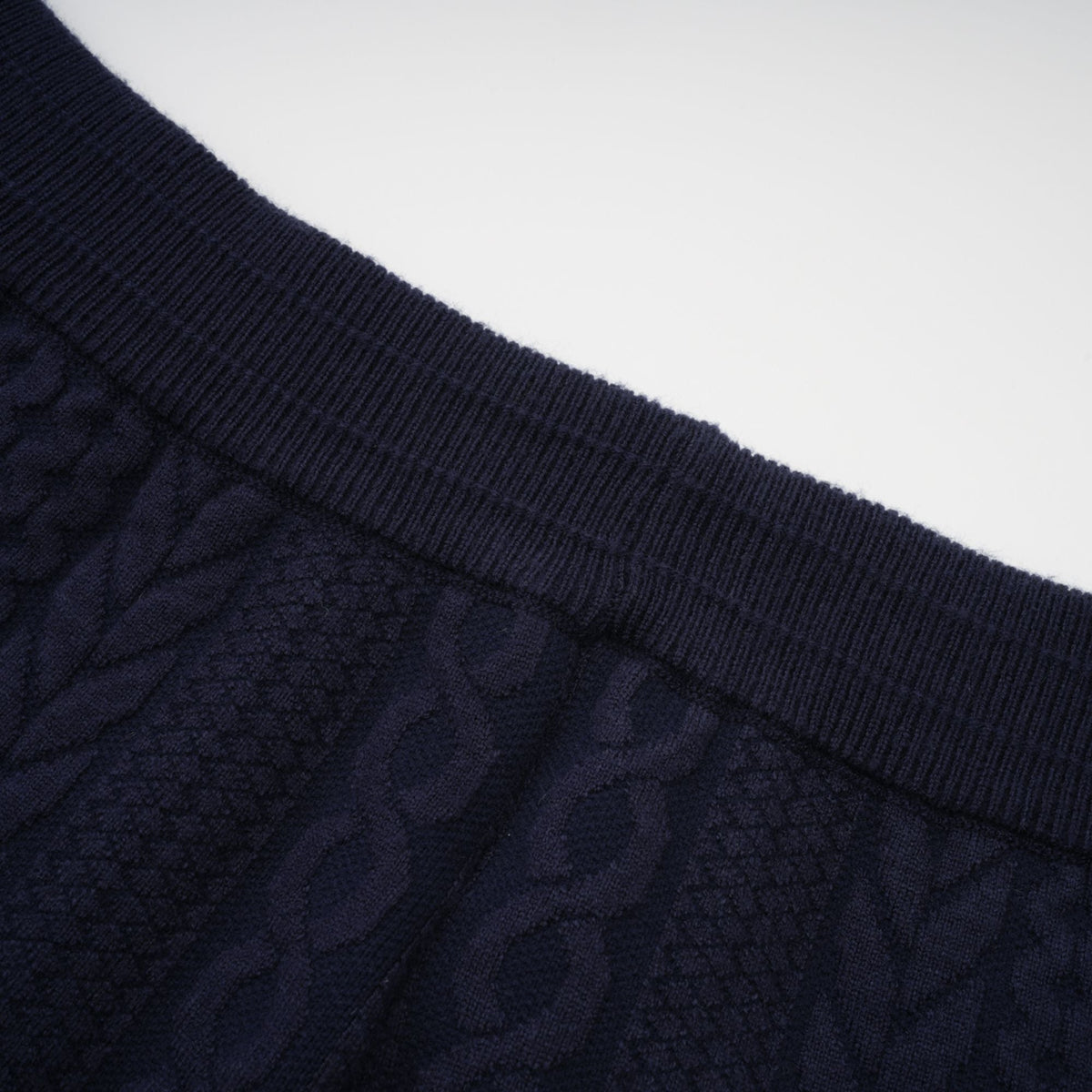 Elvira navy blue crochet-knit cardigan & trousers matching set (Final Sale-US Only)