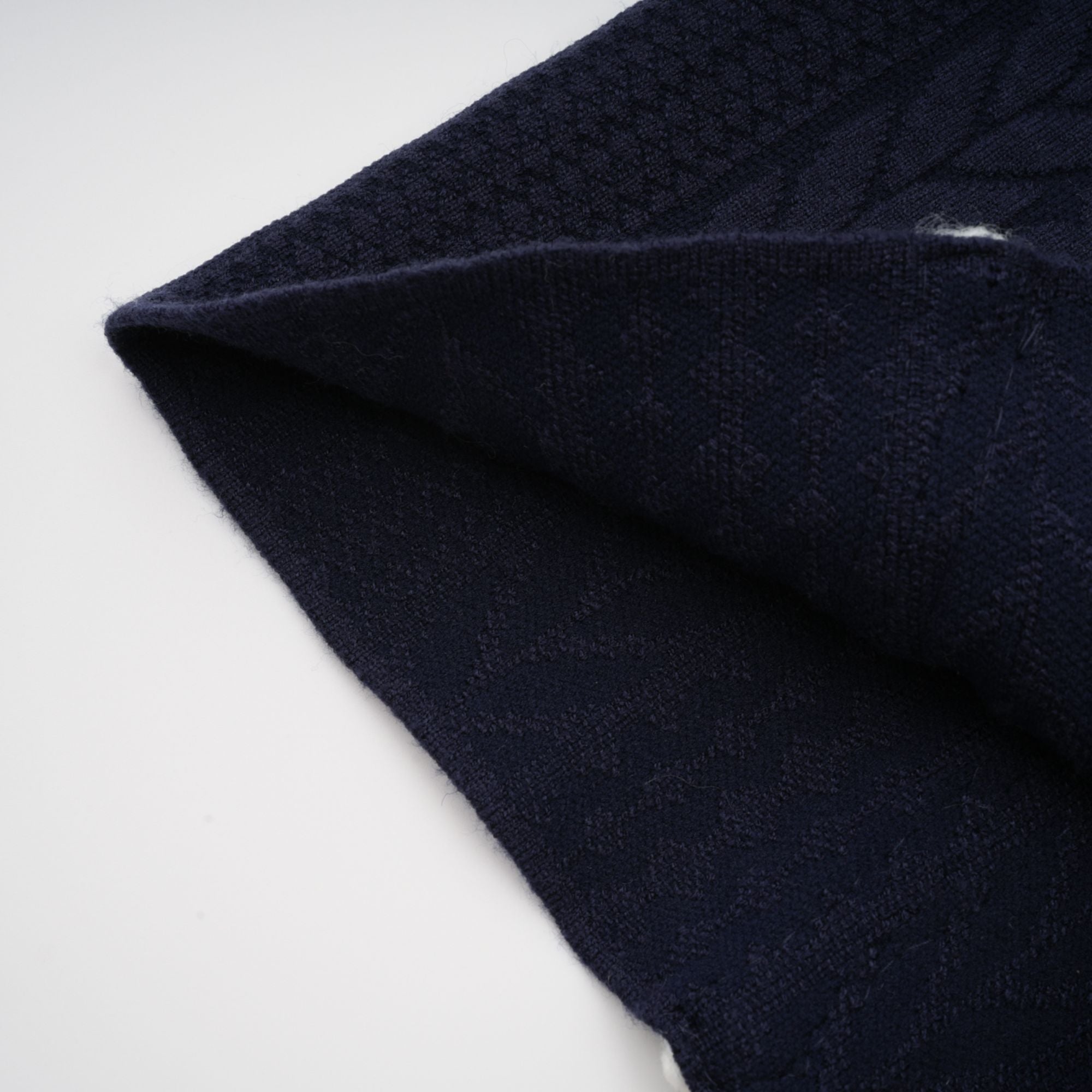 Elvira navy blue crochet-knit cardigan & trousers matching set (Final Sale-US Only)
