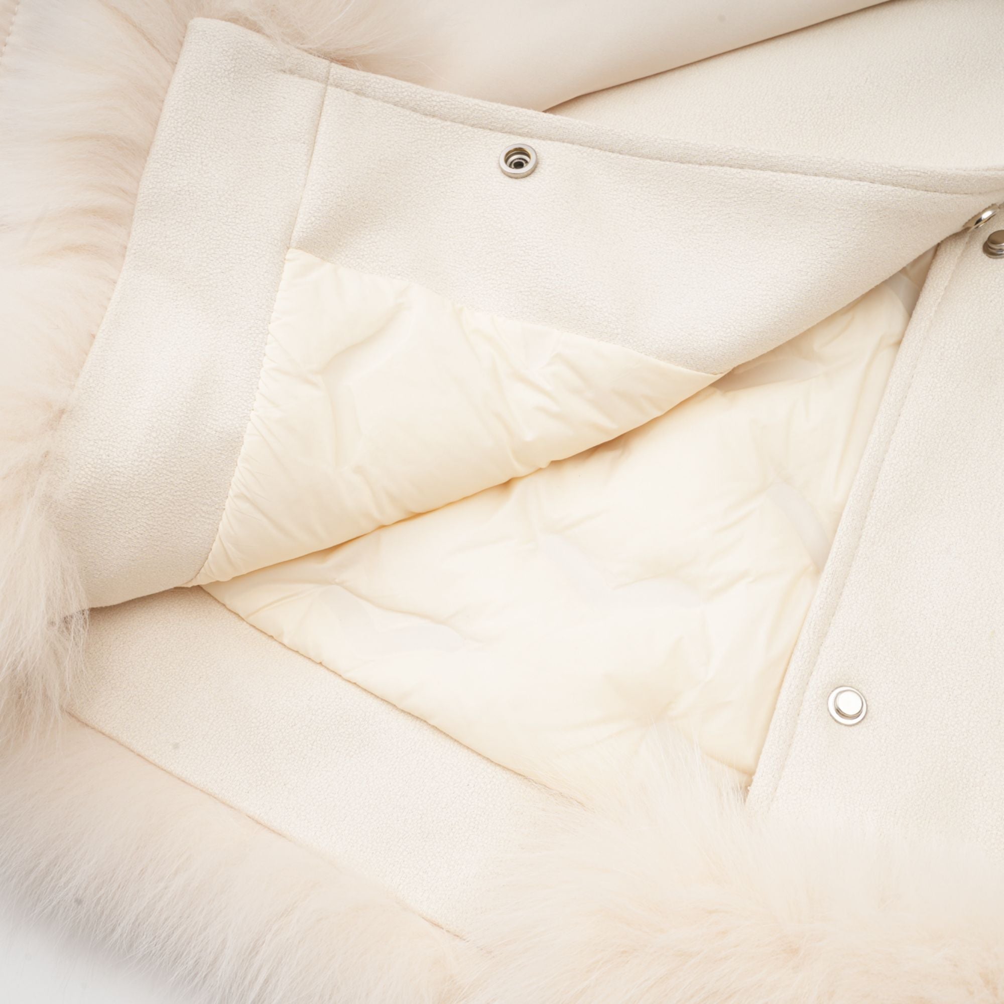 Cécile white suede fur padded short coat (Final Sale-US Only)