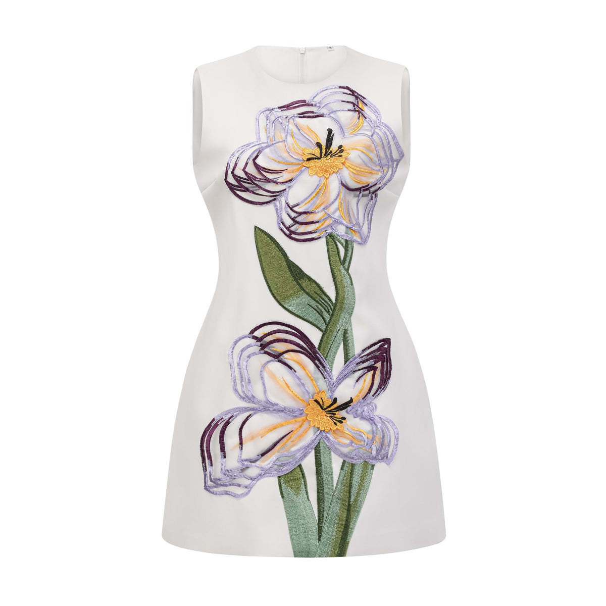 Irène White Sequin Floral Embroidered Mini Dress (Final Sale-US Only)