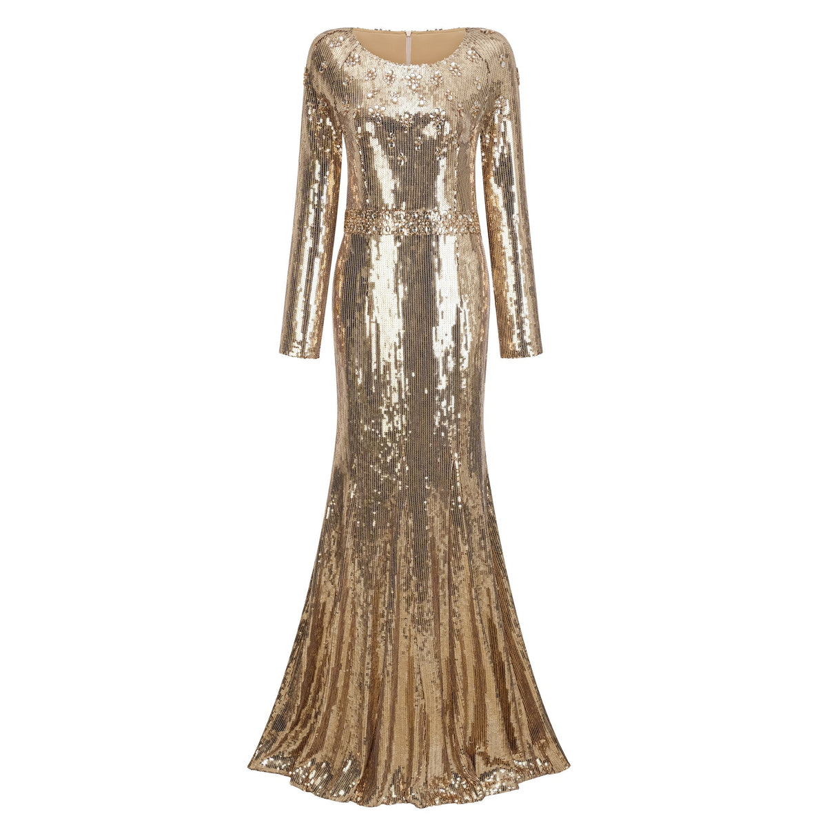 Federica Gold Train Sequined Maxi Dress (Final Sale-US Only)