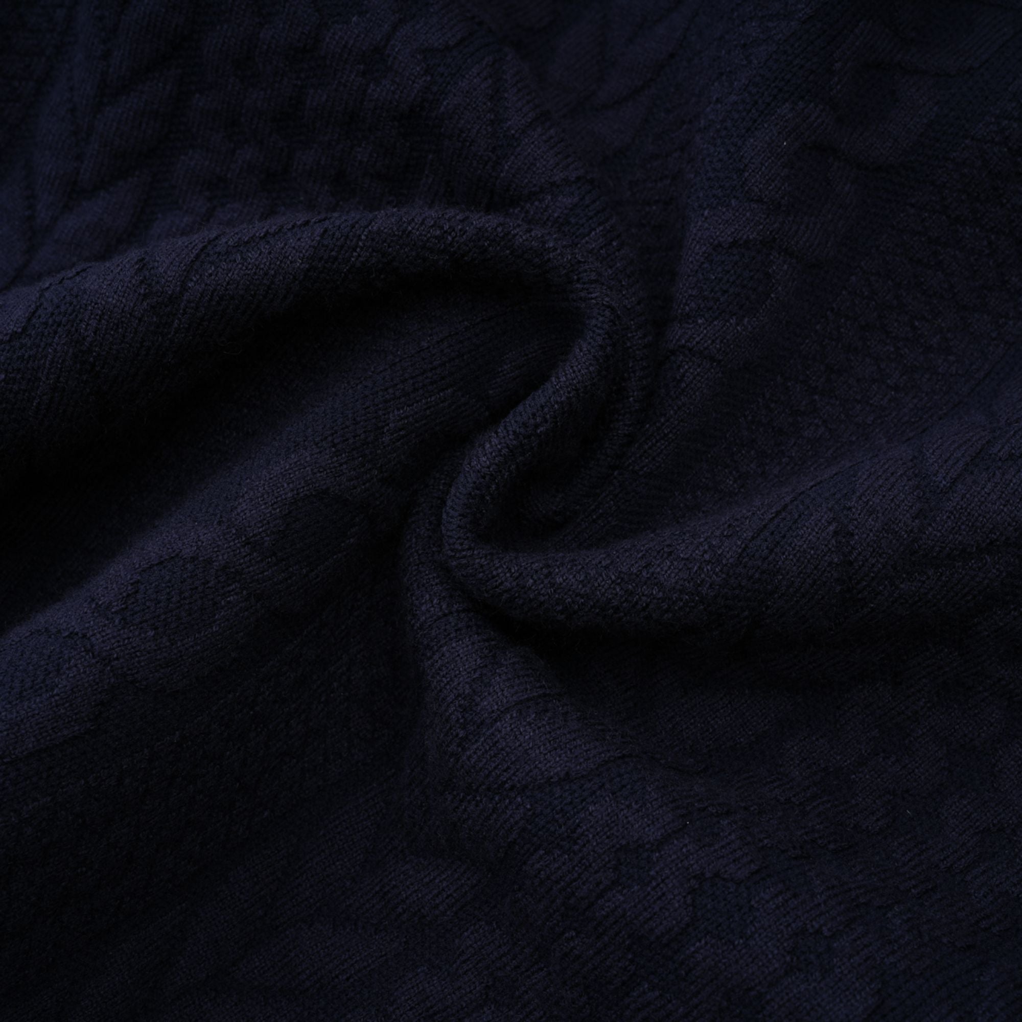 Elvira navy blue crochet-knit cardigan & trousers matching set (Final Sale-US Only)