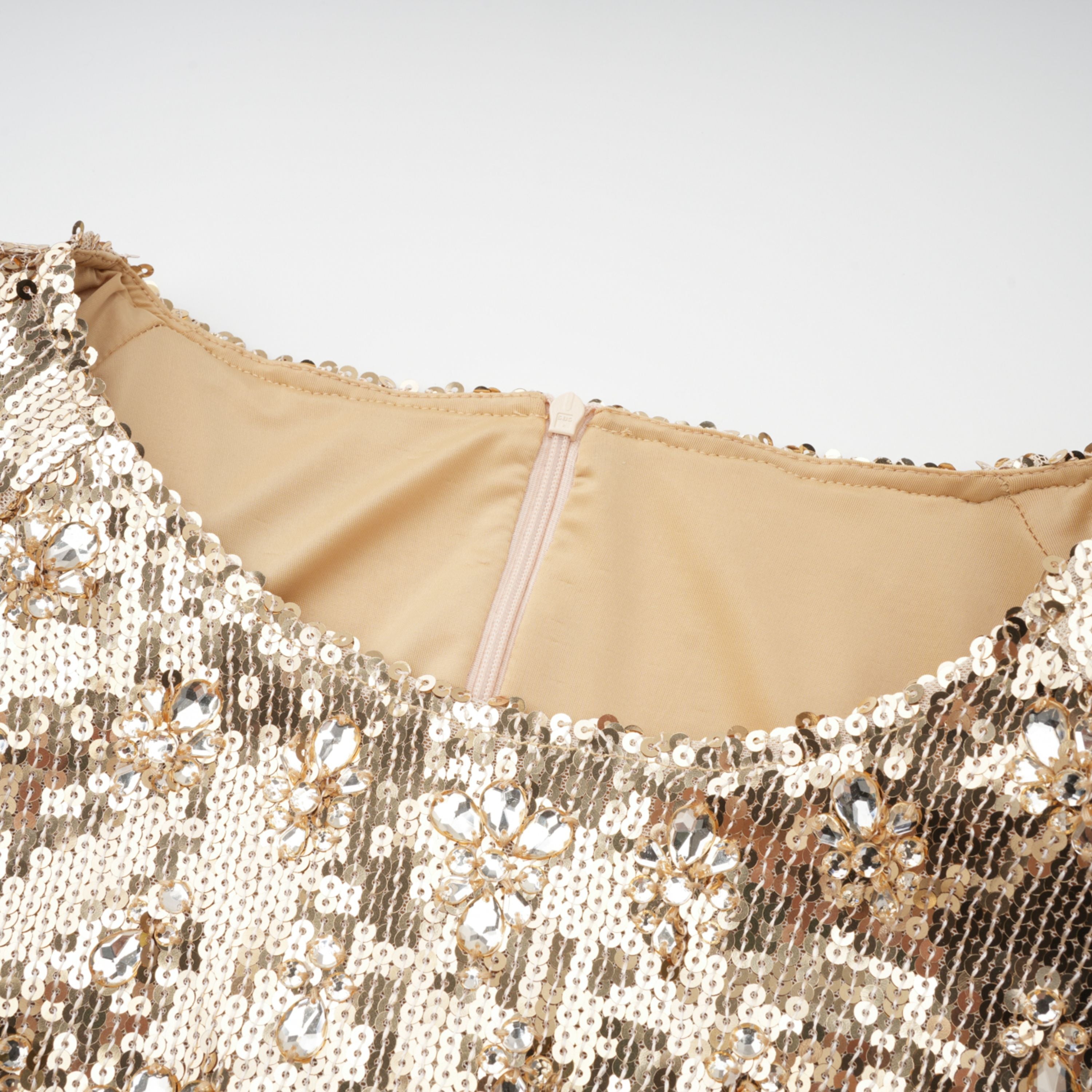 Federica Gold Train Sequined Maxi Dress (Final Sale-US Only)