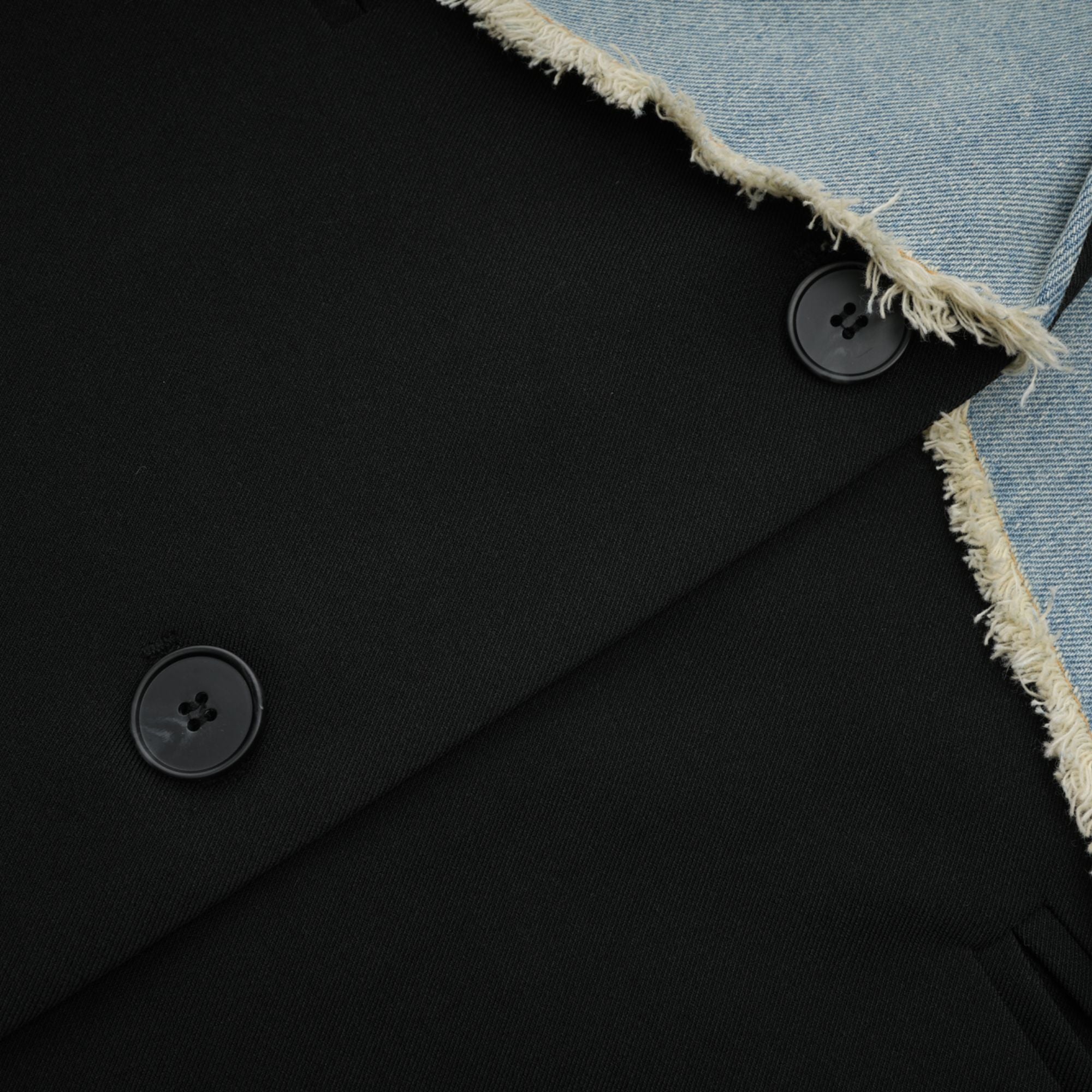 Halley black denim-panel ripped blazer