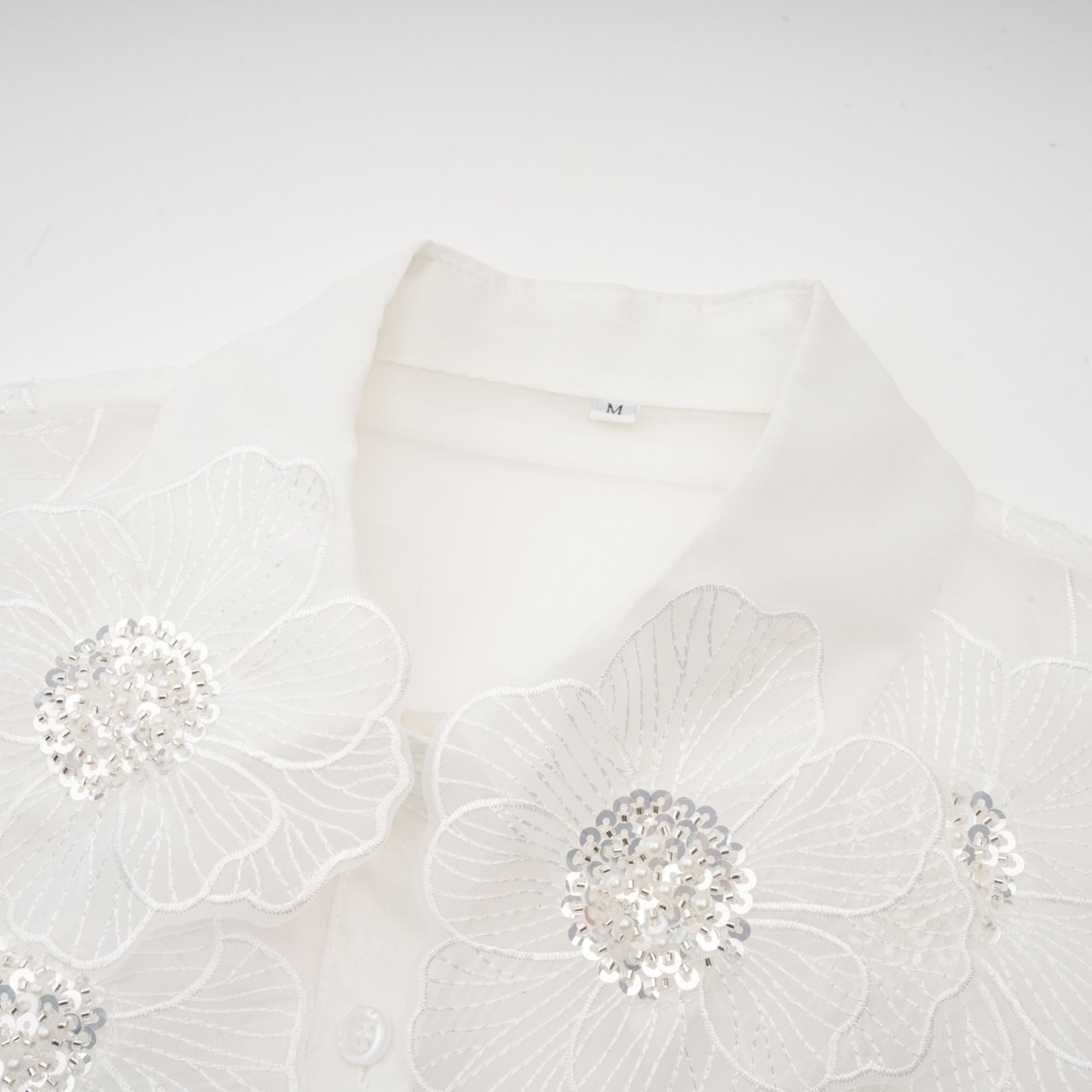 Béatrix white embellished semi-sheer shirt (Final Sale-US Only)