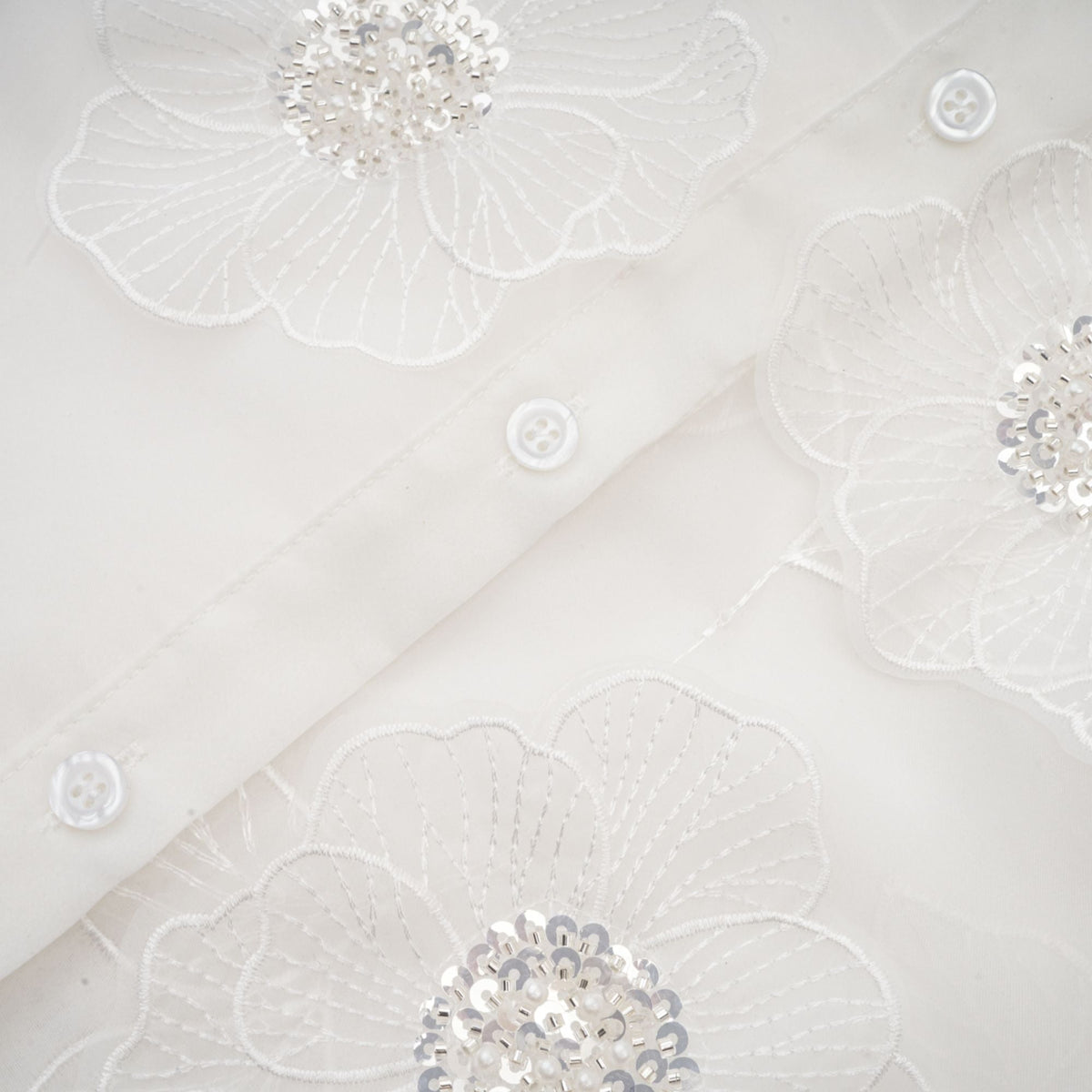 Béatrix white embellished semi-sheer shirt (Final Sale-US Only)