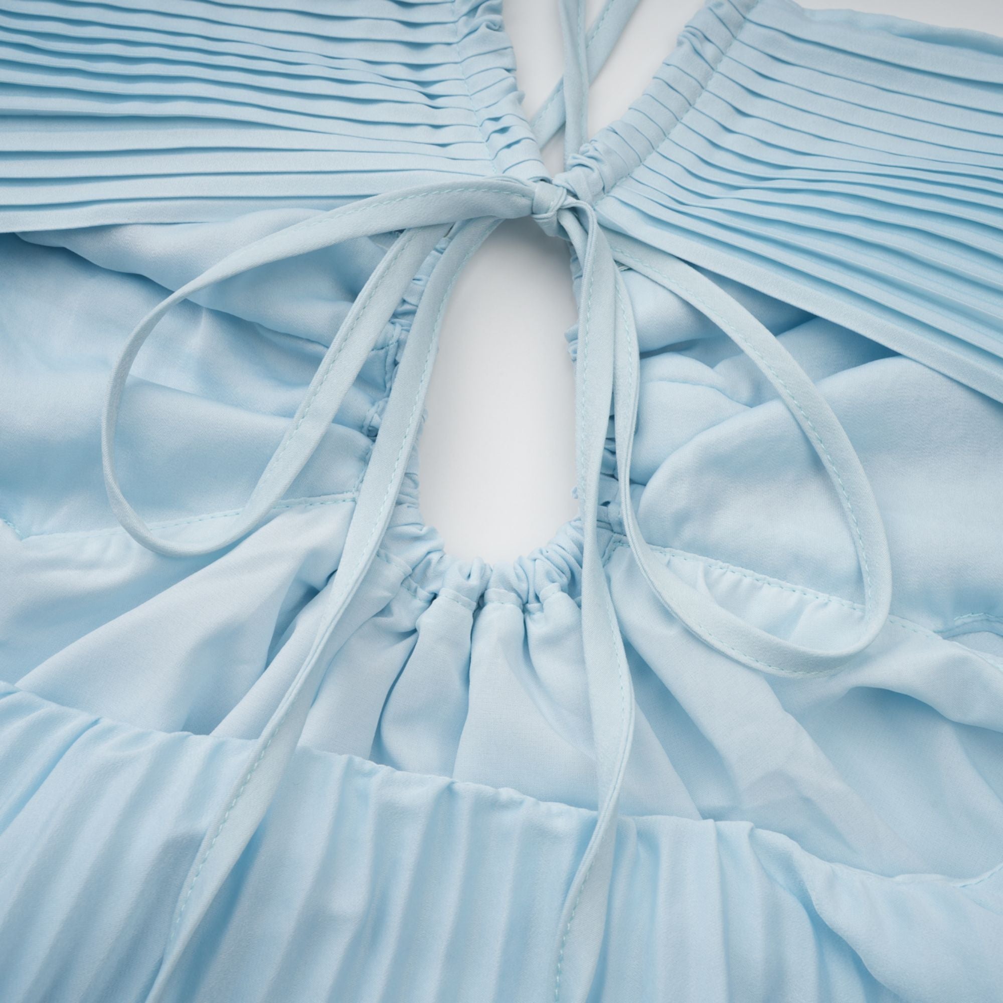 Andréa Blue Pleated Maxi Dress with Cutout Detail (Final Sale-US Only)