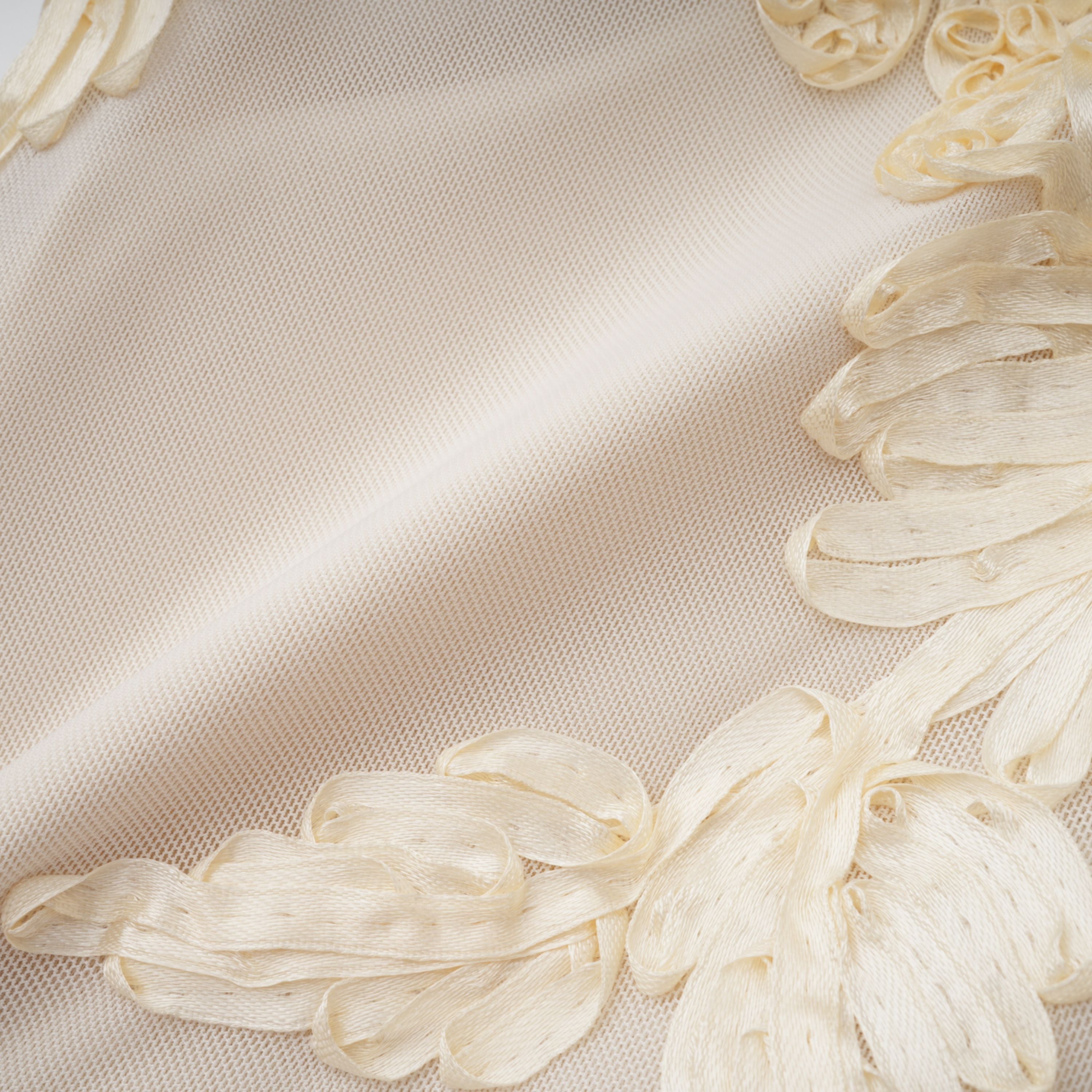 Théoline Neutral Asymmetrical Ruffled Floral Midi Dress (Final Sale-US Only)