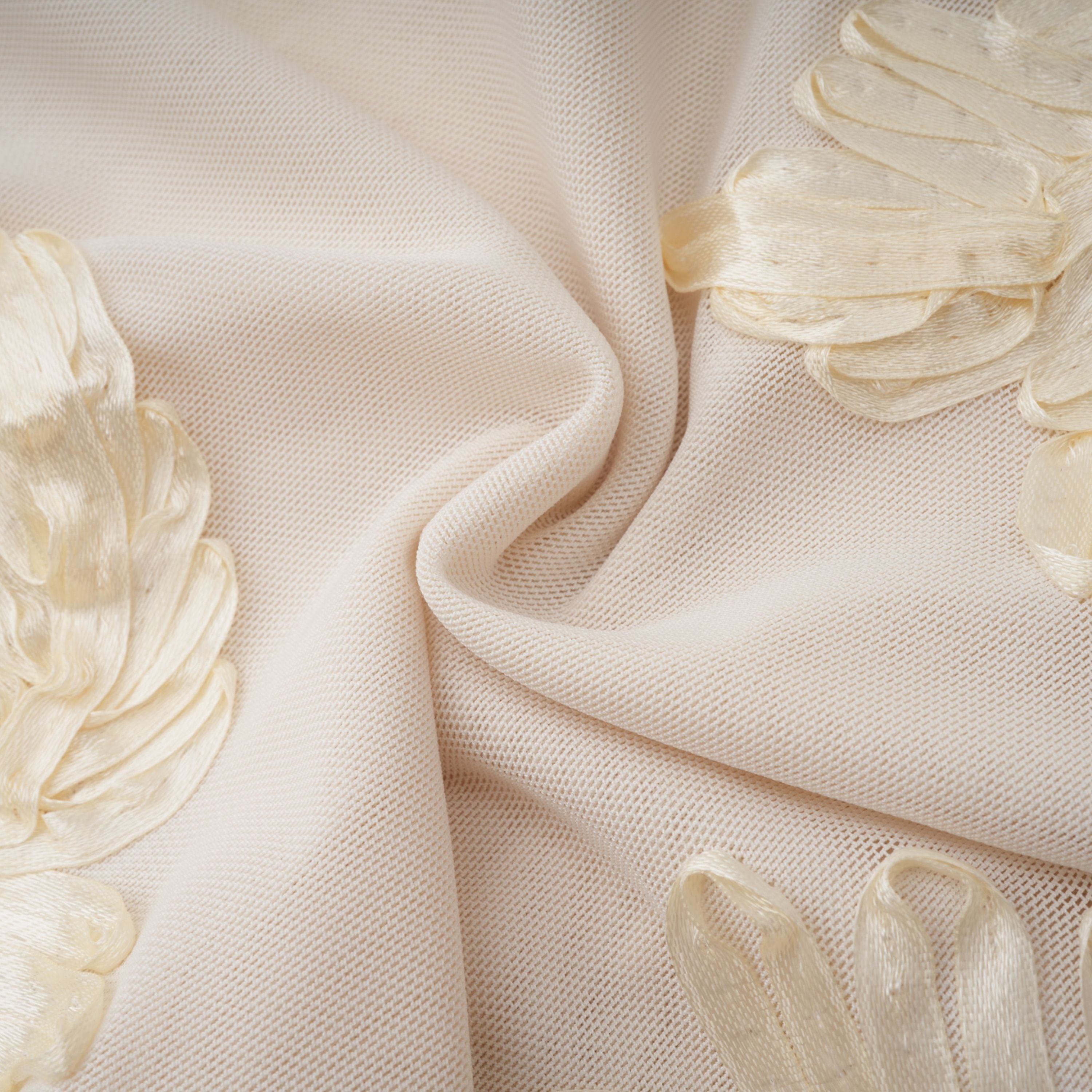 Théoline Neutral Asymmetrical Ruffled Floral Midi Dress (Final Sale-US Only)