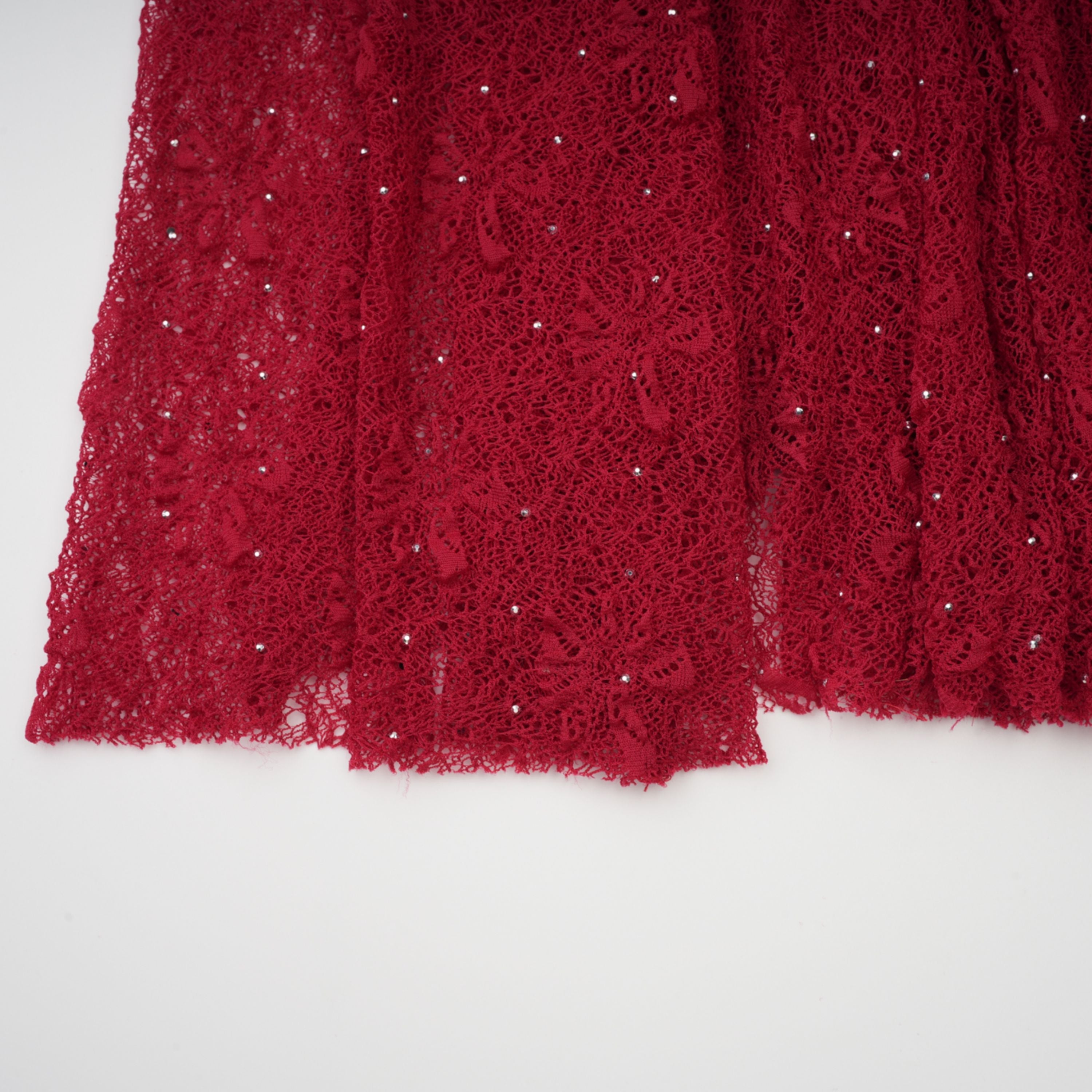 Justyna Red Rhinestone Guipure Lace Maxi Dress (Final Sale)