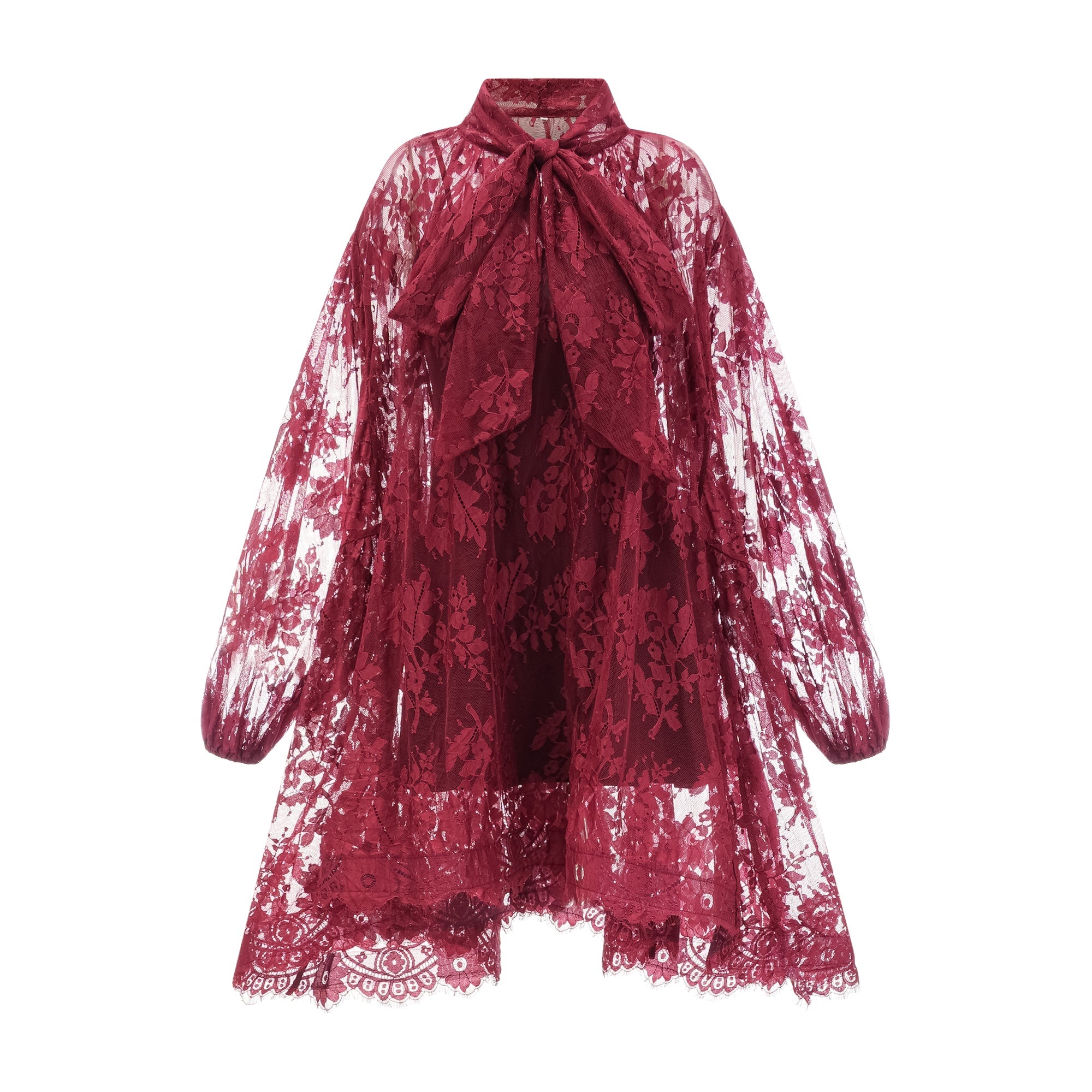Coline red chantilly lace oversize dress (Final Sale-US Only)