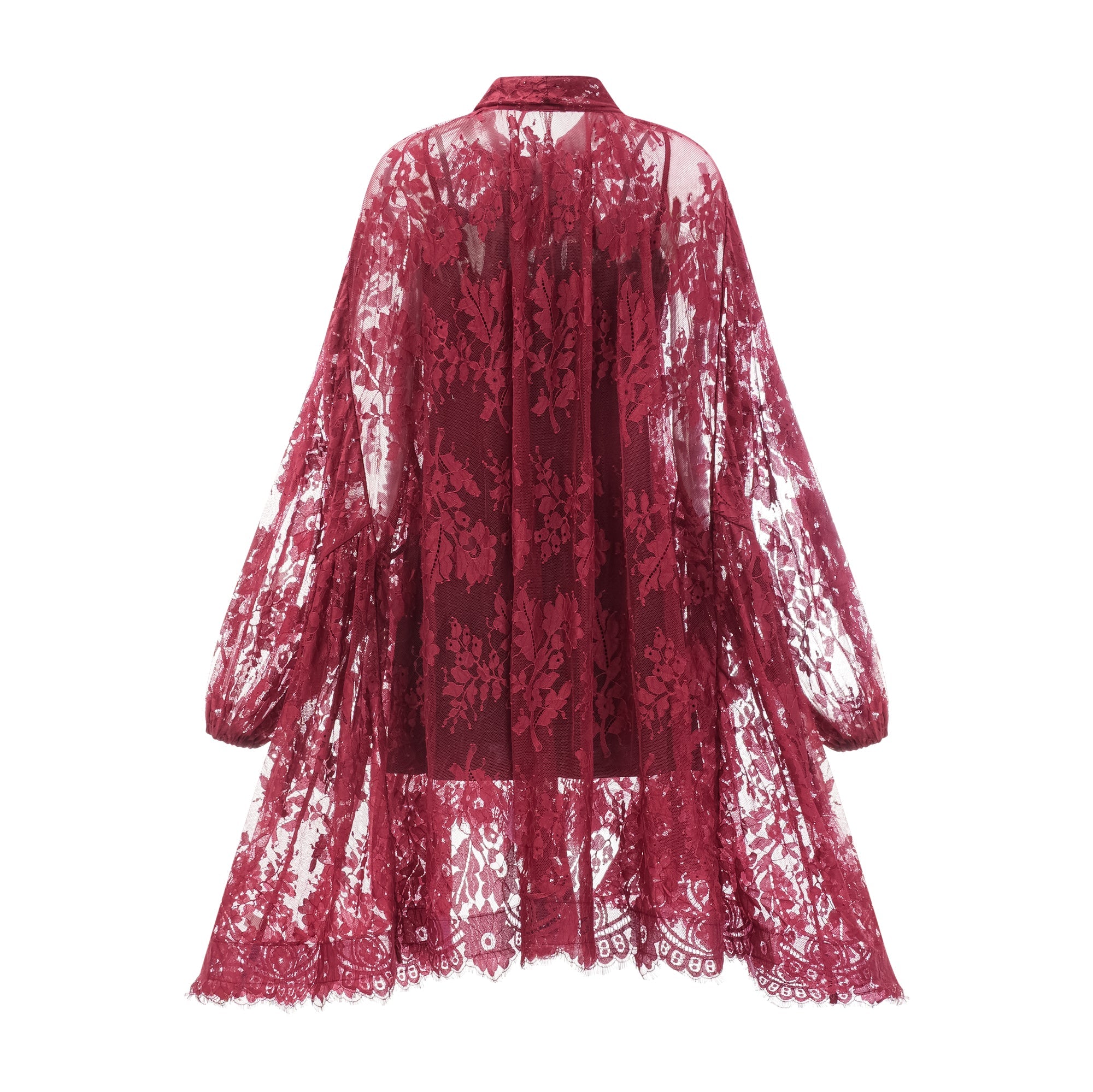 Coline red chantilly lace oversize dress (Final Sale-US Only)