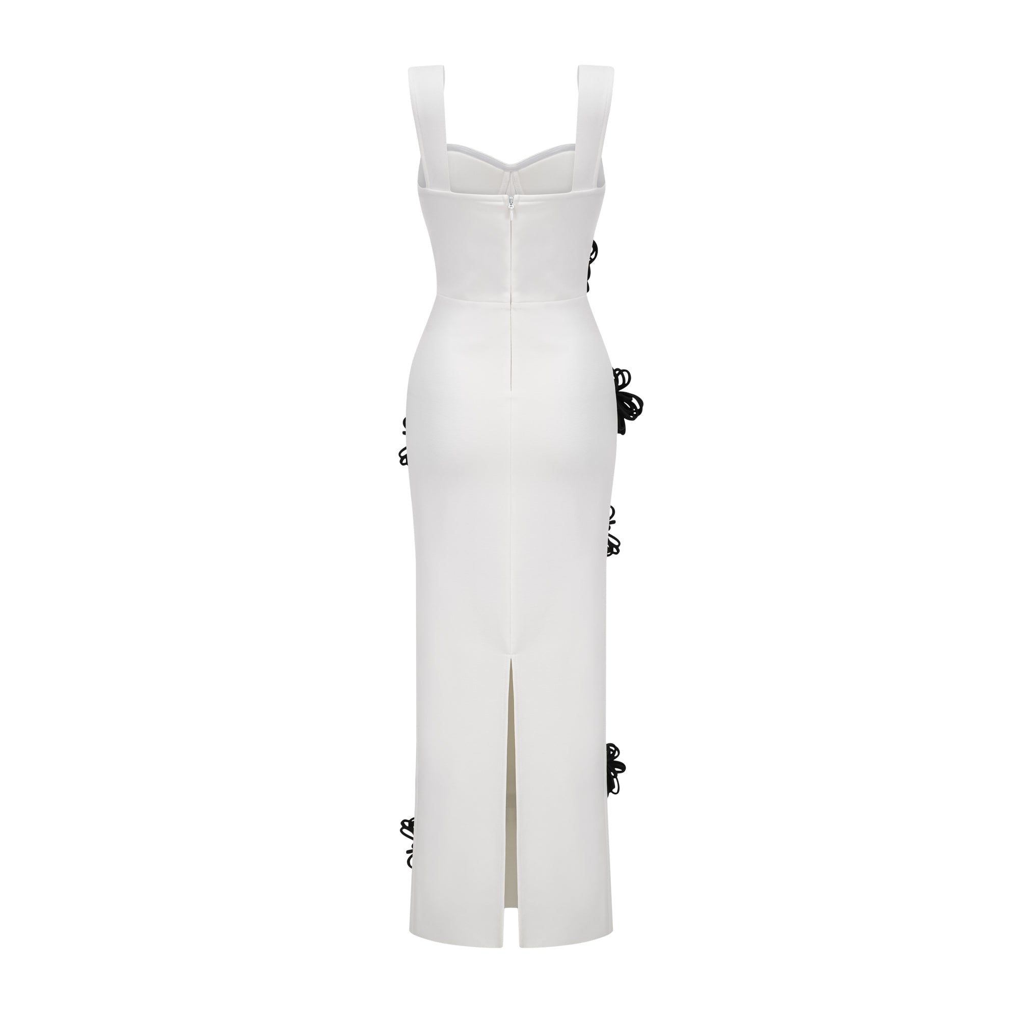 Olivia white floral-appliqué bandage maxi dress