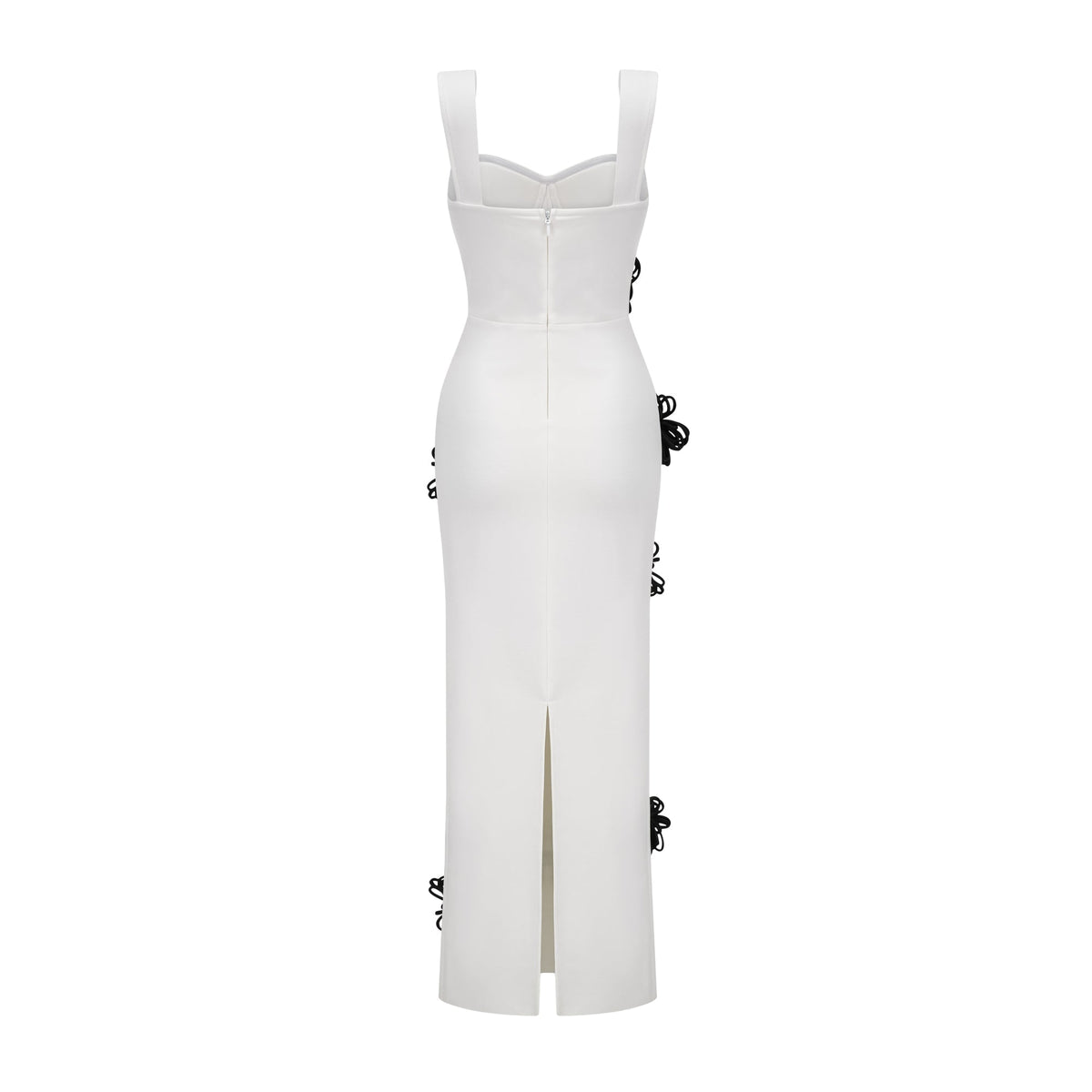 Olivia white floral-appliqué bandage maxi dress