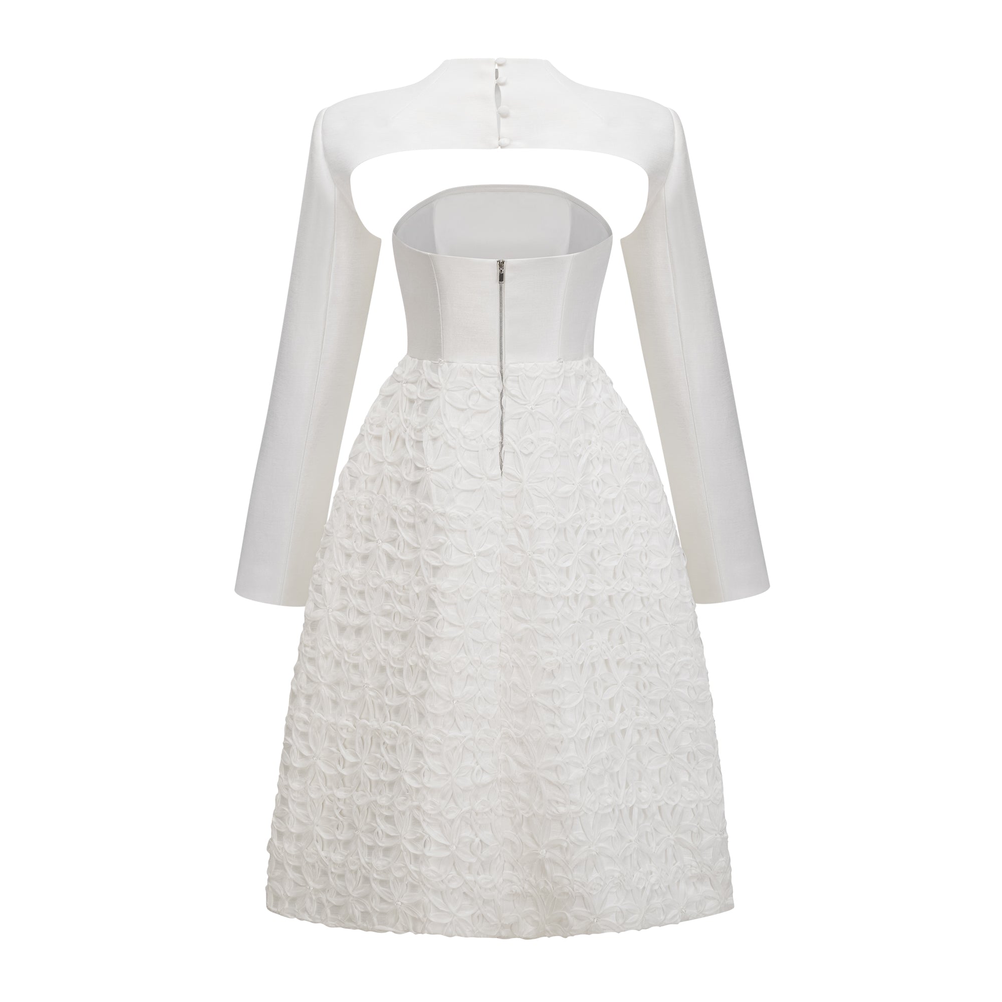 Dulcie White Floral Jacquard Shawl & Dress Set