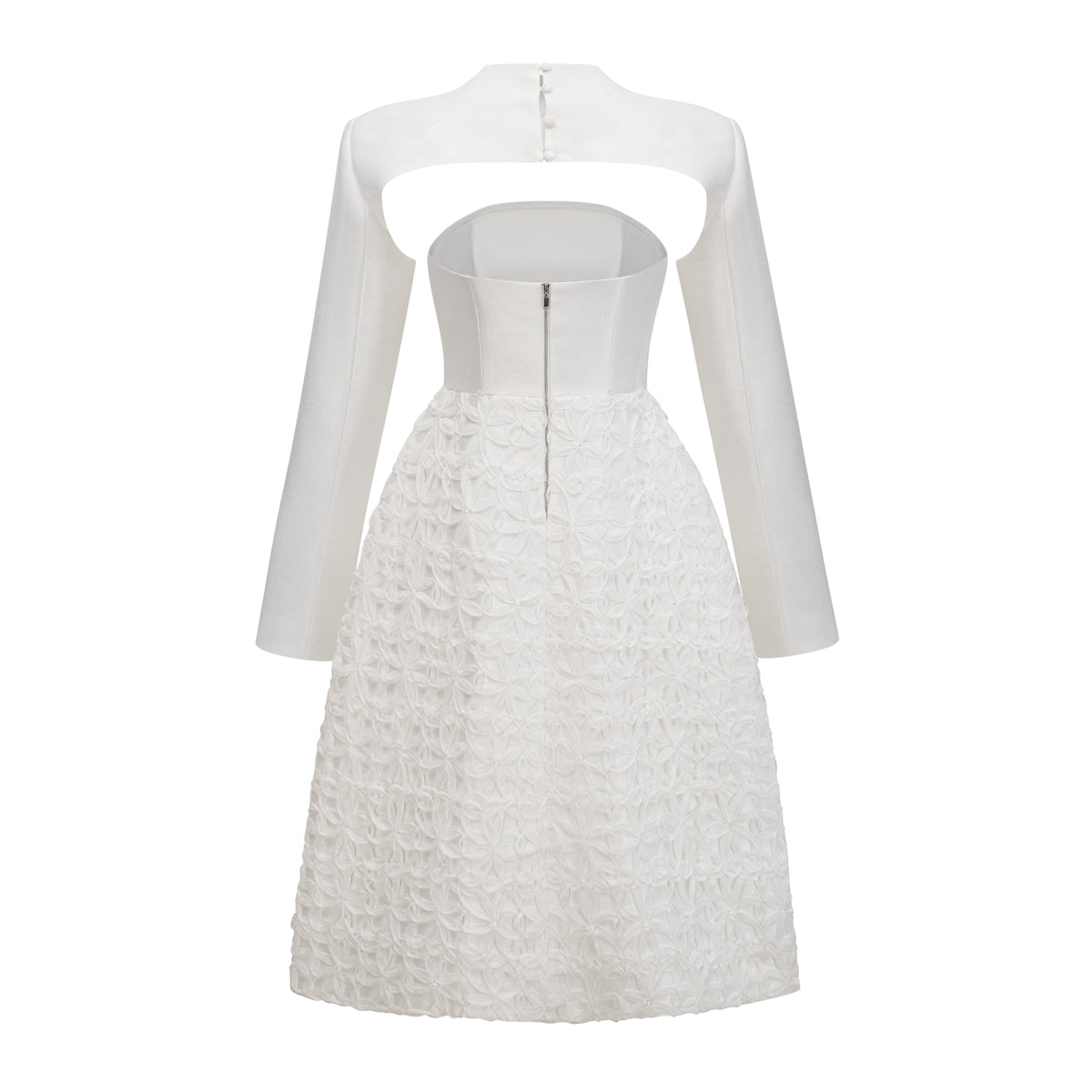 Dulcie White Floral Jacquard Shawl & Dress Set (Final Sale)
