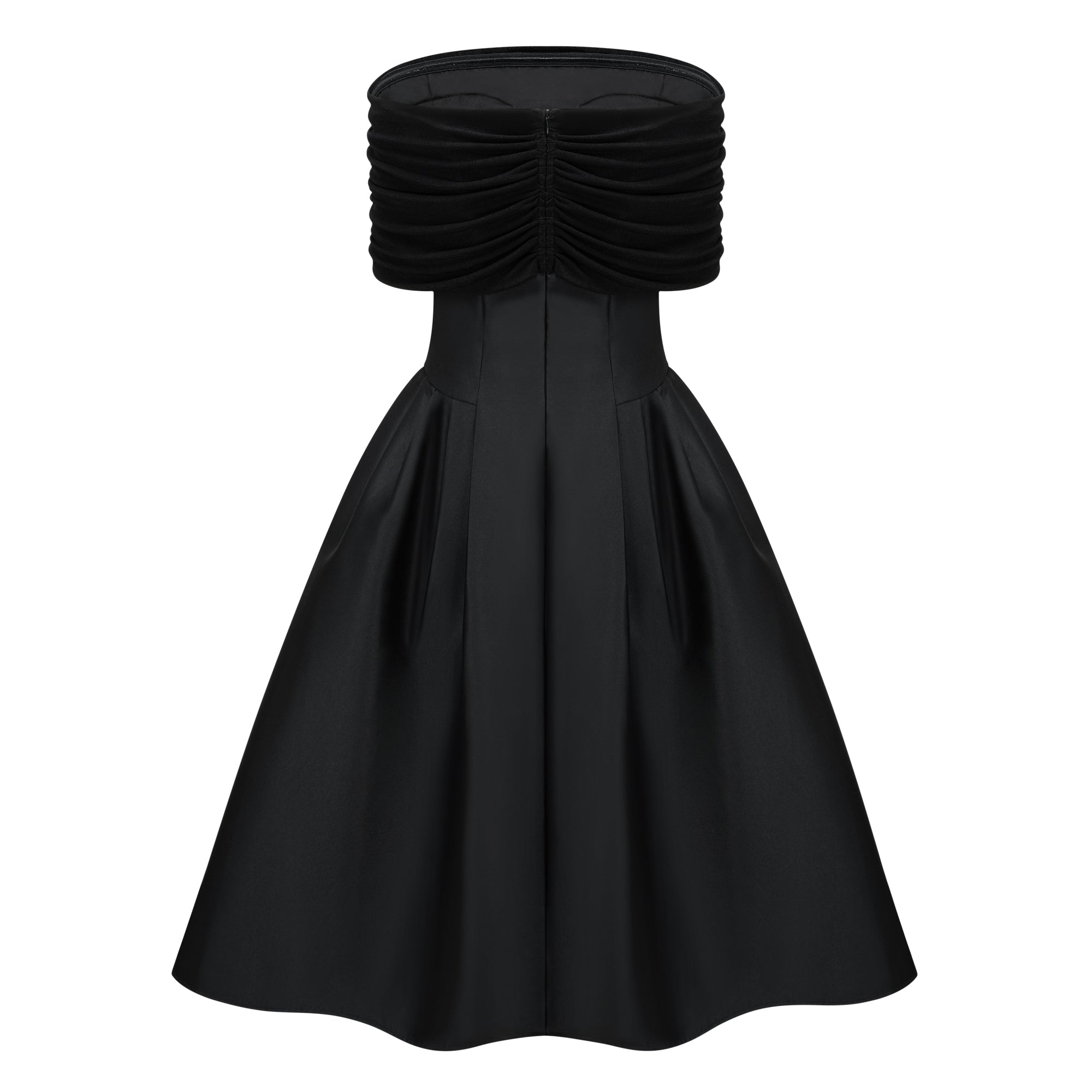 Ainara Black Off Shoulder Polished Midi Dress (Final Sale-US Only)
