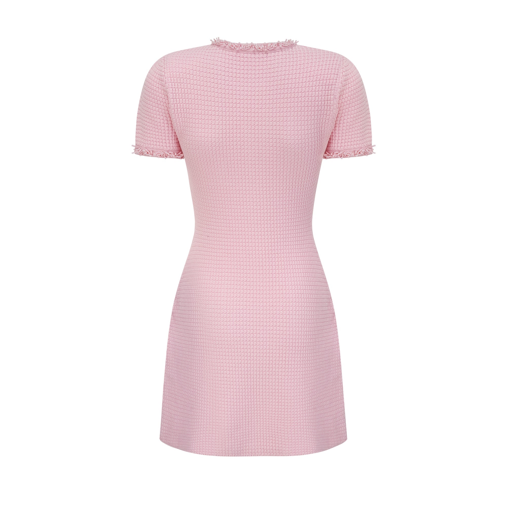 Eugénie pink beaded knit mini dress