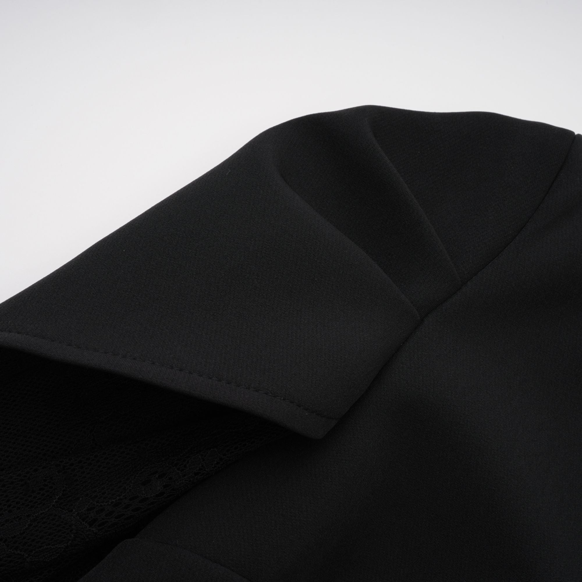 Rhea Black High Slit Lace Panel Midi Dress