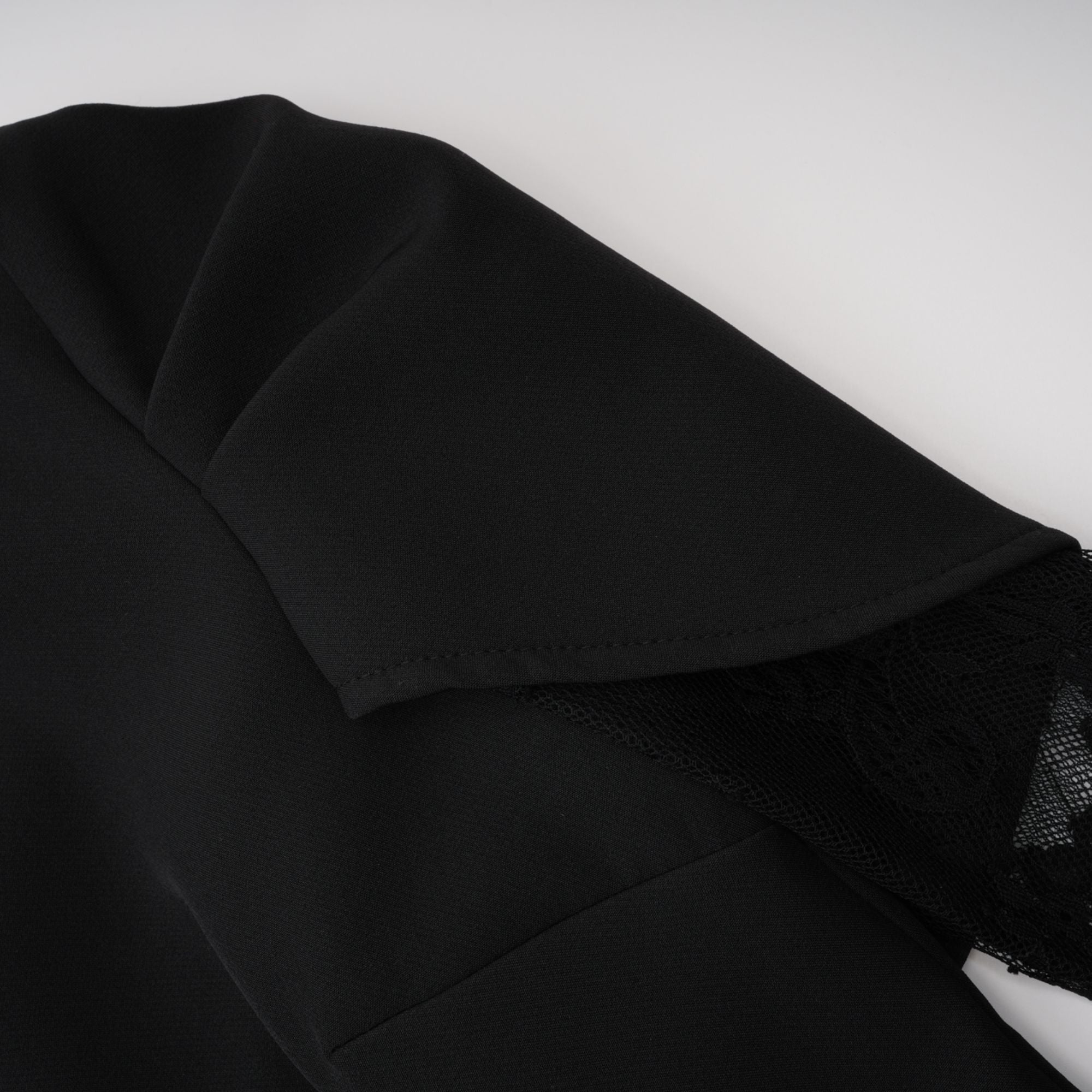 Rhea Black High Slit Lace Panel Midi Dress