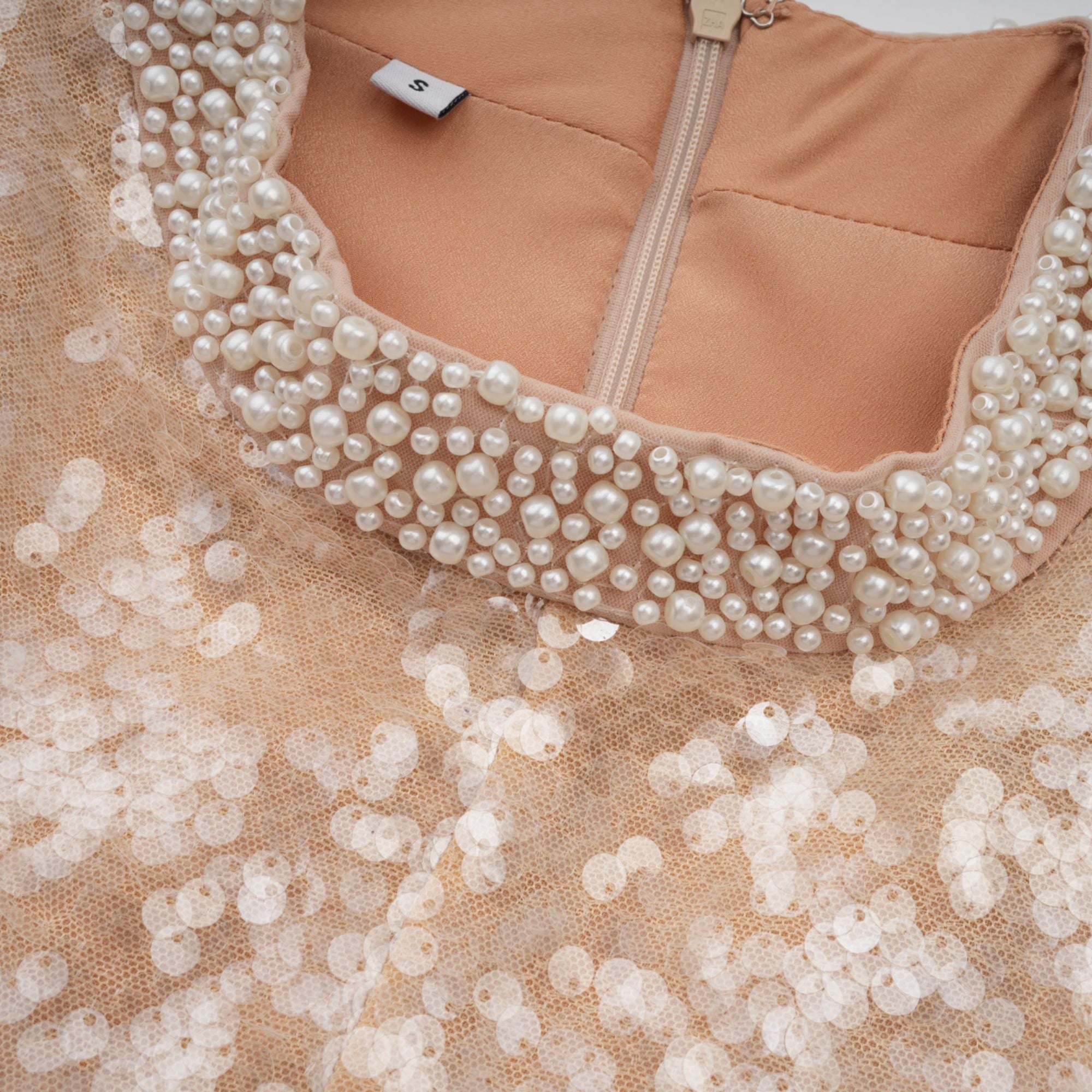 Ornella faux-pearl sequined midi dress