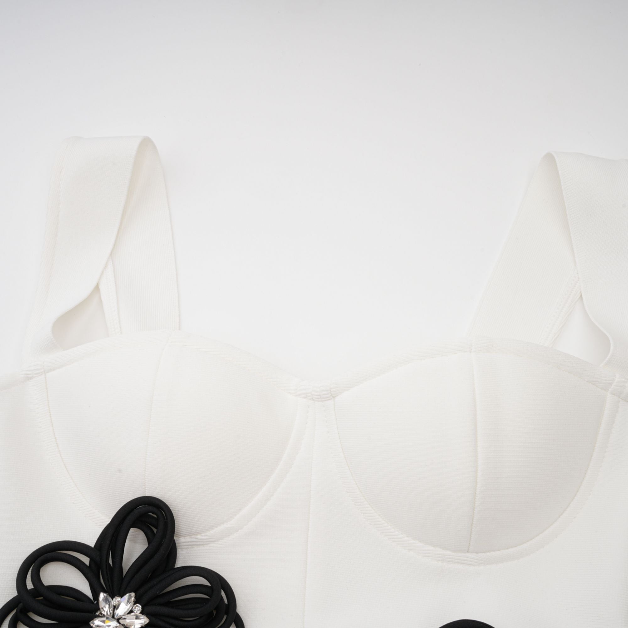 Olivia white floral-appliqué bandage maxi dress