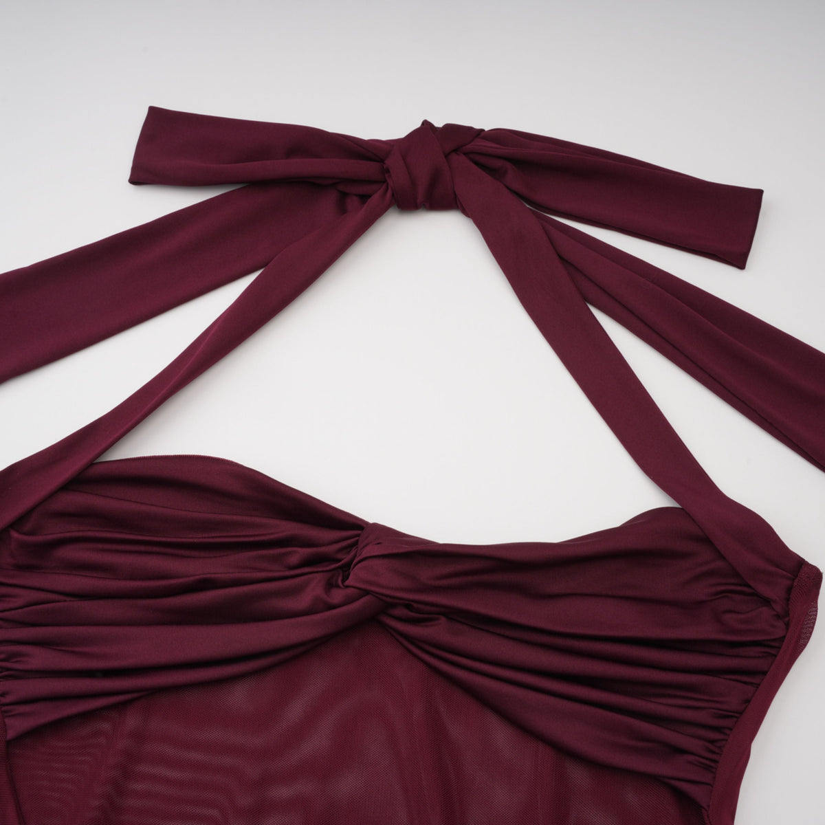 Amandine Burgundy Halterneck Gathered Maxi Dress (Final Sale)