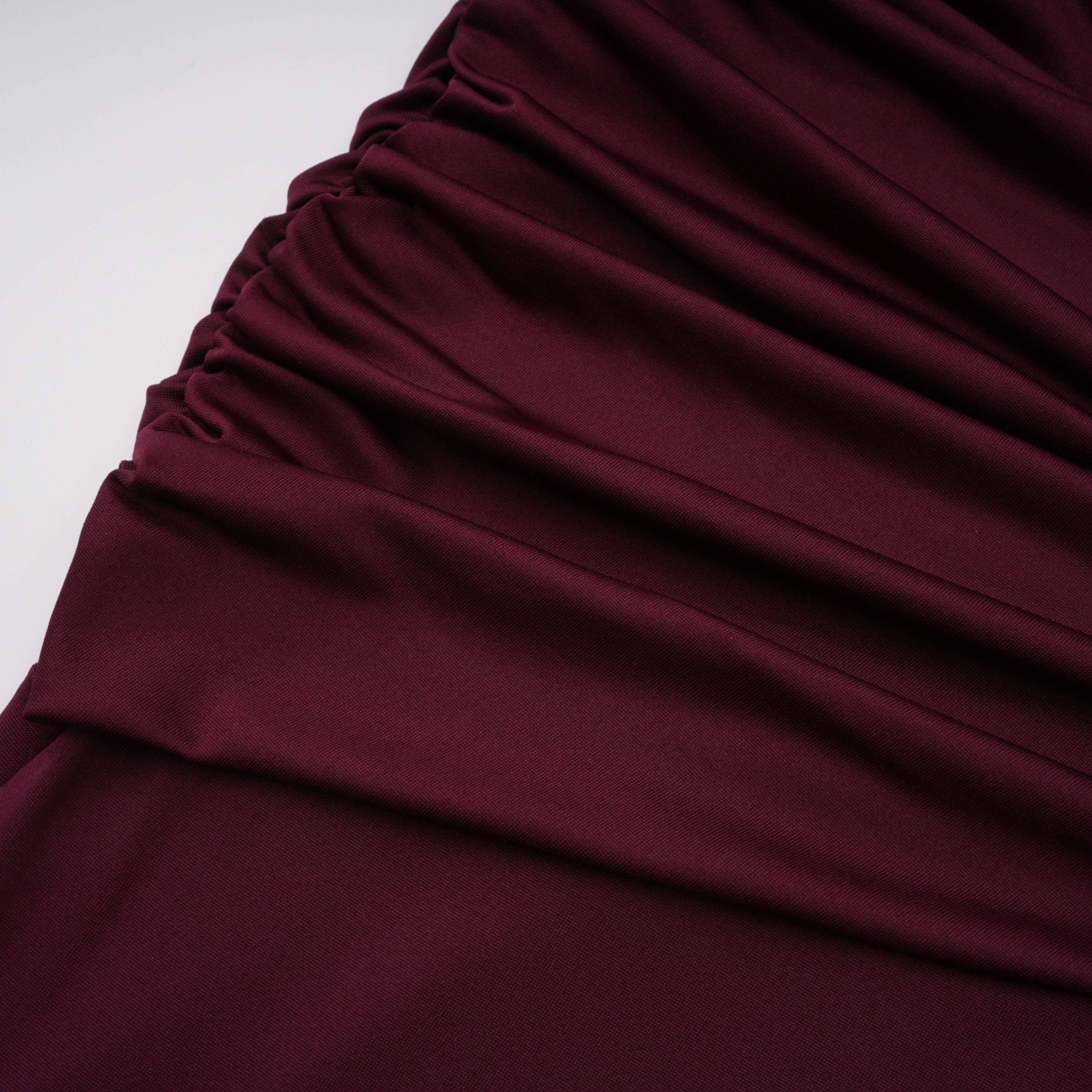 Amandine Burgundy Halterneck Gathered Maxi Dress (Final Sale-US Only)