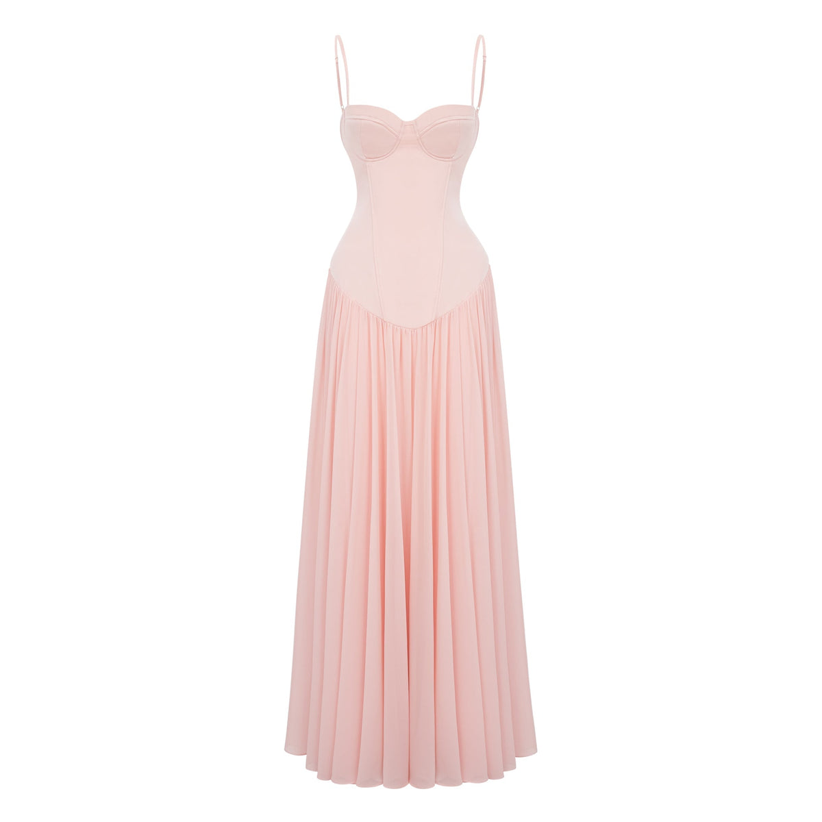Vasylyna Pink Sweetheart Pleated Maxi Dress