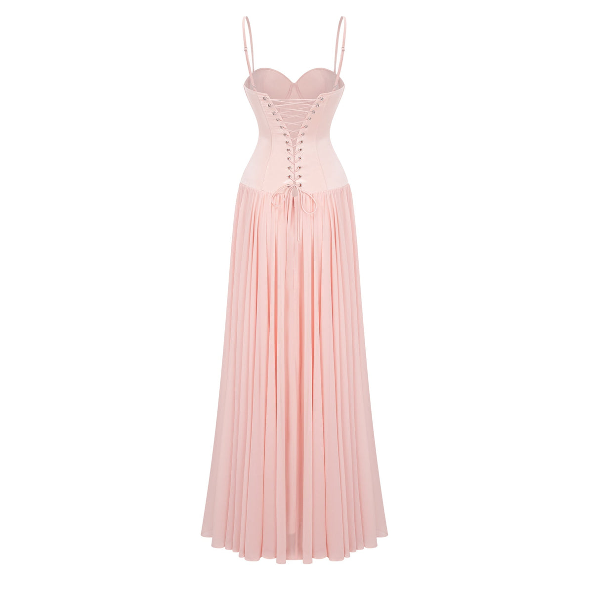 Vasylyna Pink Sweetheart Pleated Maxi Dress