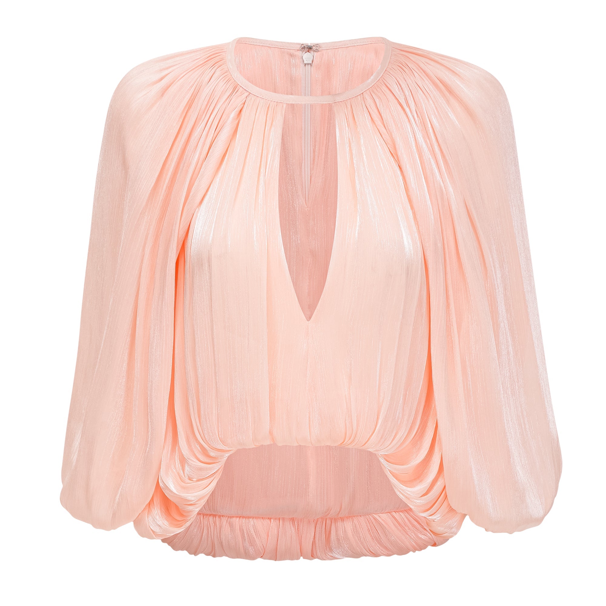 Mélodie Pink Pleated Glossy Top & Skirt Set