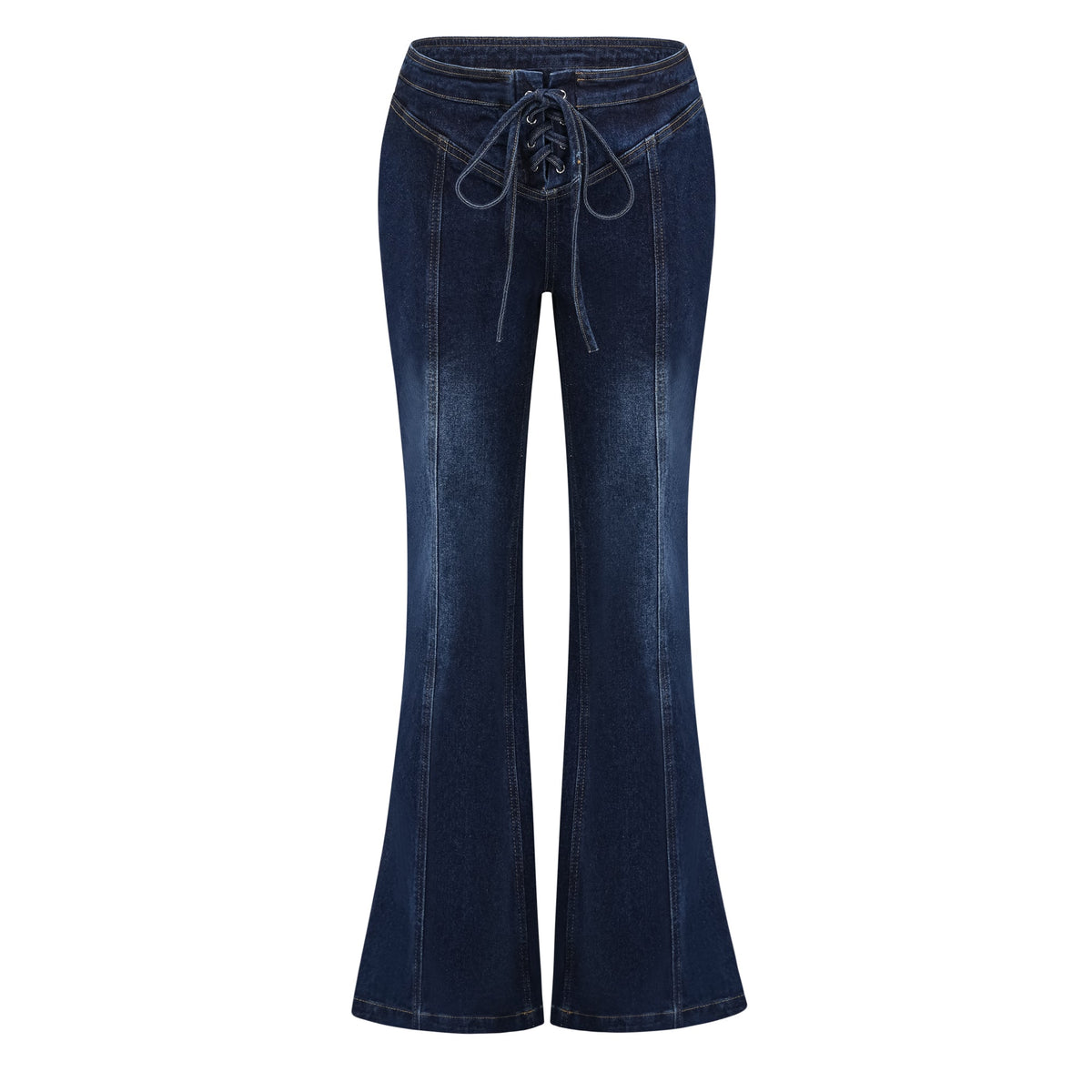 kiona indigo blue denim lace-up co-ord set