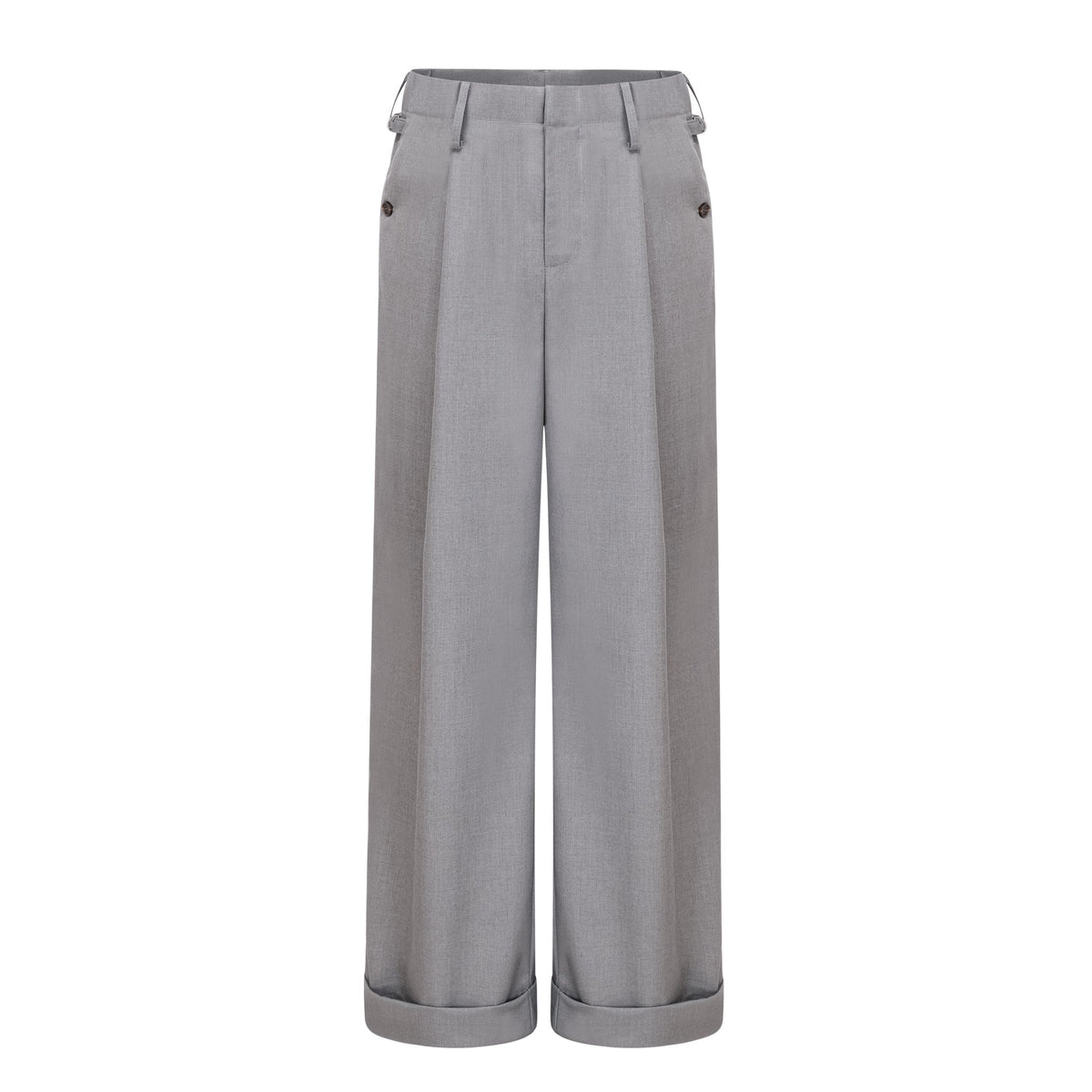 Cynthia Grey Asymmetrical Draped Shirt & Trousers Set