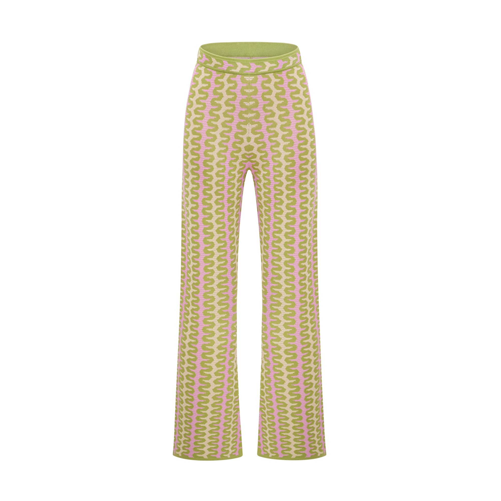 Ophélie green color-block knitted shirt & trousers matching set (Final Sale-US Only)