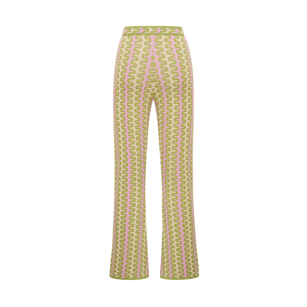 Ophélie green color-block knitted shirt & trousers matching set