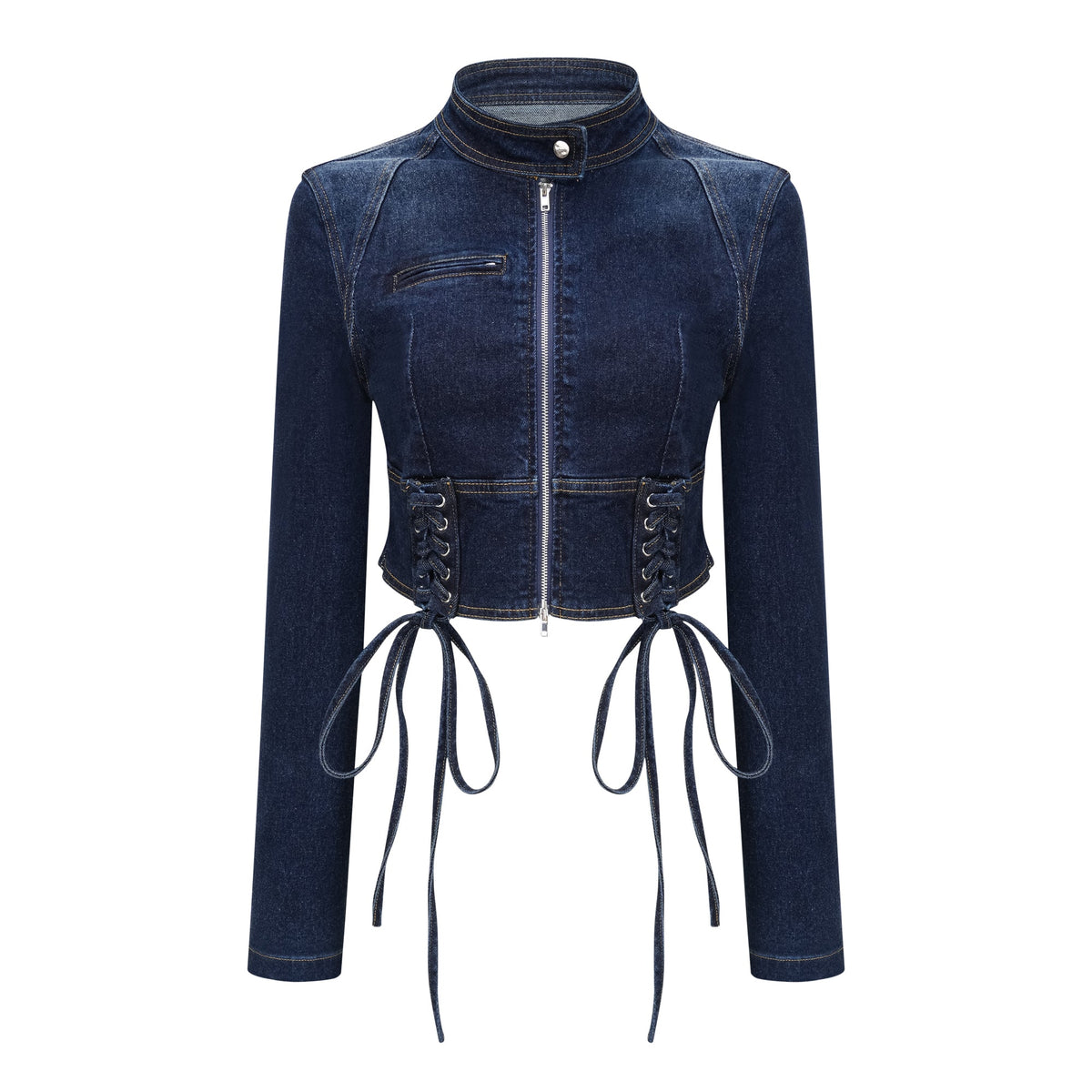 kiona indigo blue denim lace-up co-ord set