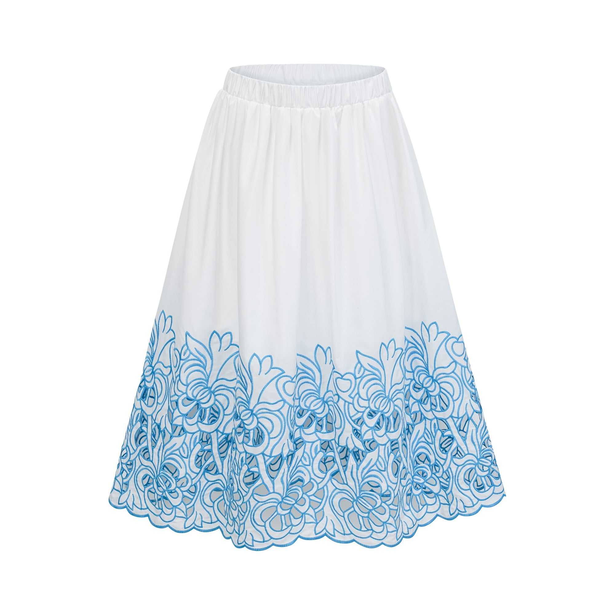 Aurore blue cut-out embroidered top & skirt matching set (Final Sale-US Only)