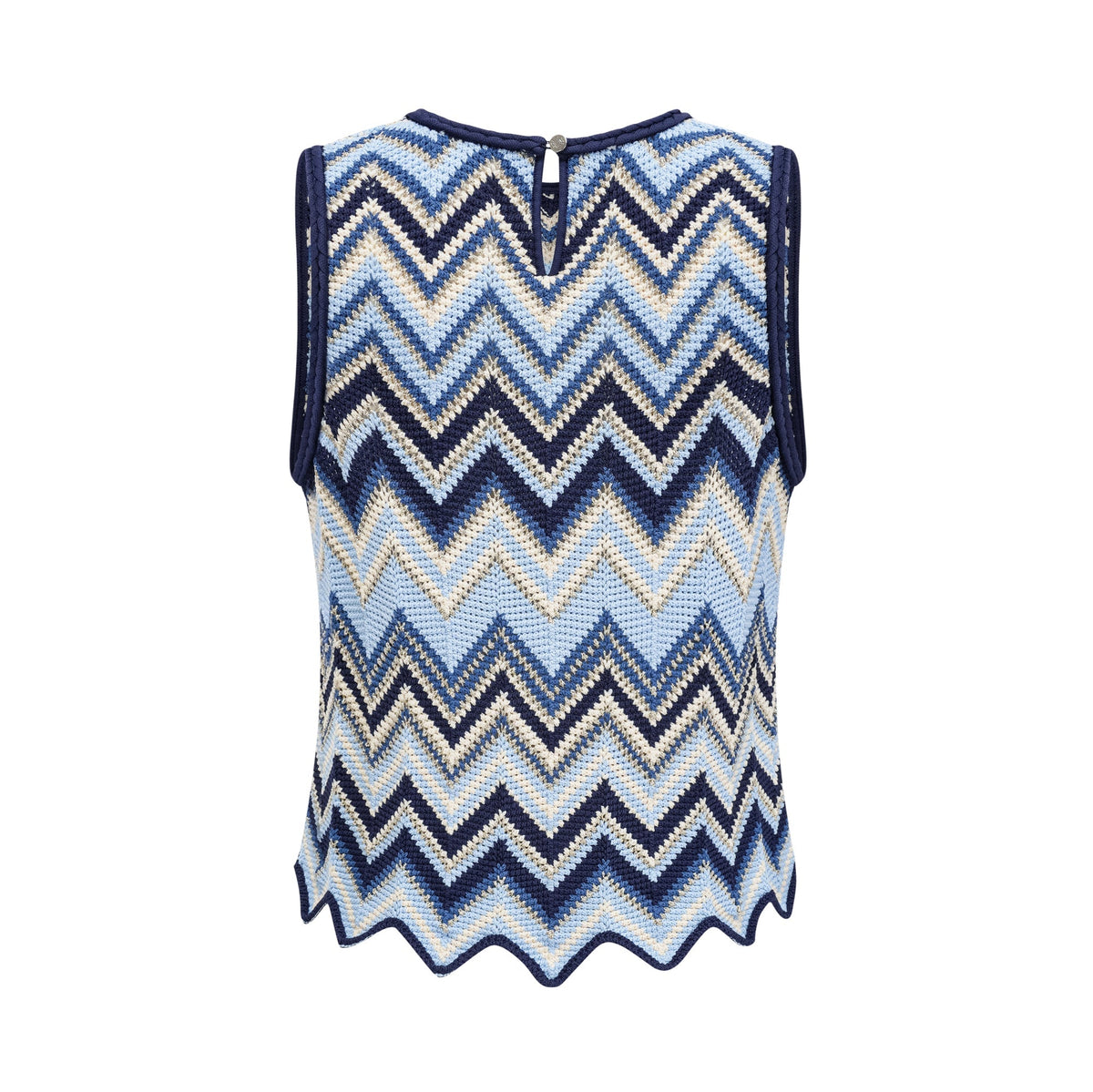 Irina blue zigzag-woven pointelle-knit top & trousers matching set (Final Sale)