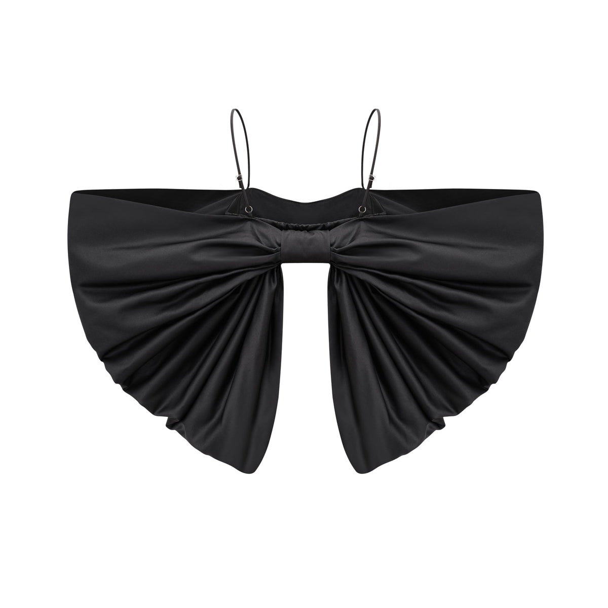 Solène bowknot scoop-back top in Black